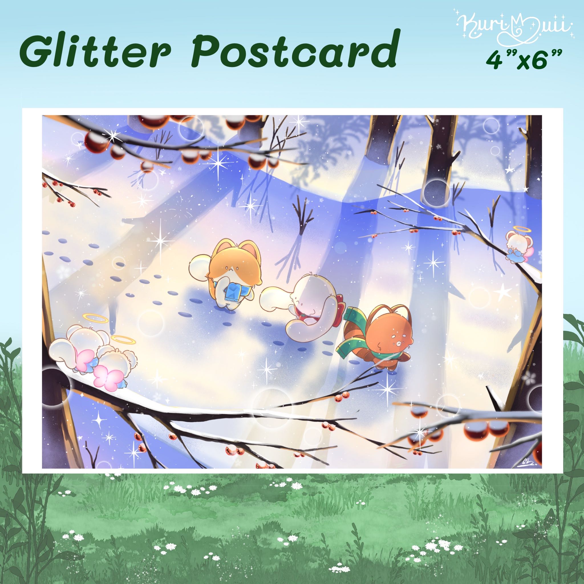 4”x6” Glitter Postcard : snow
