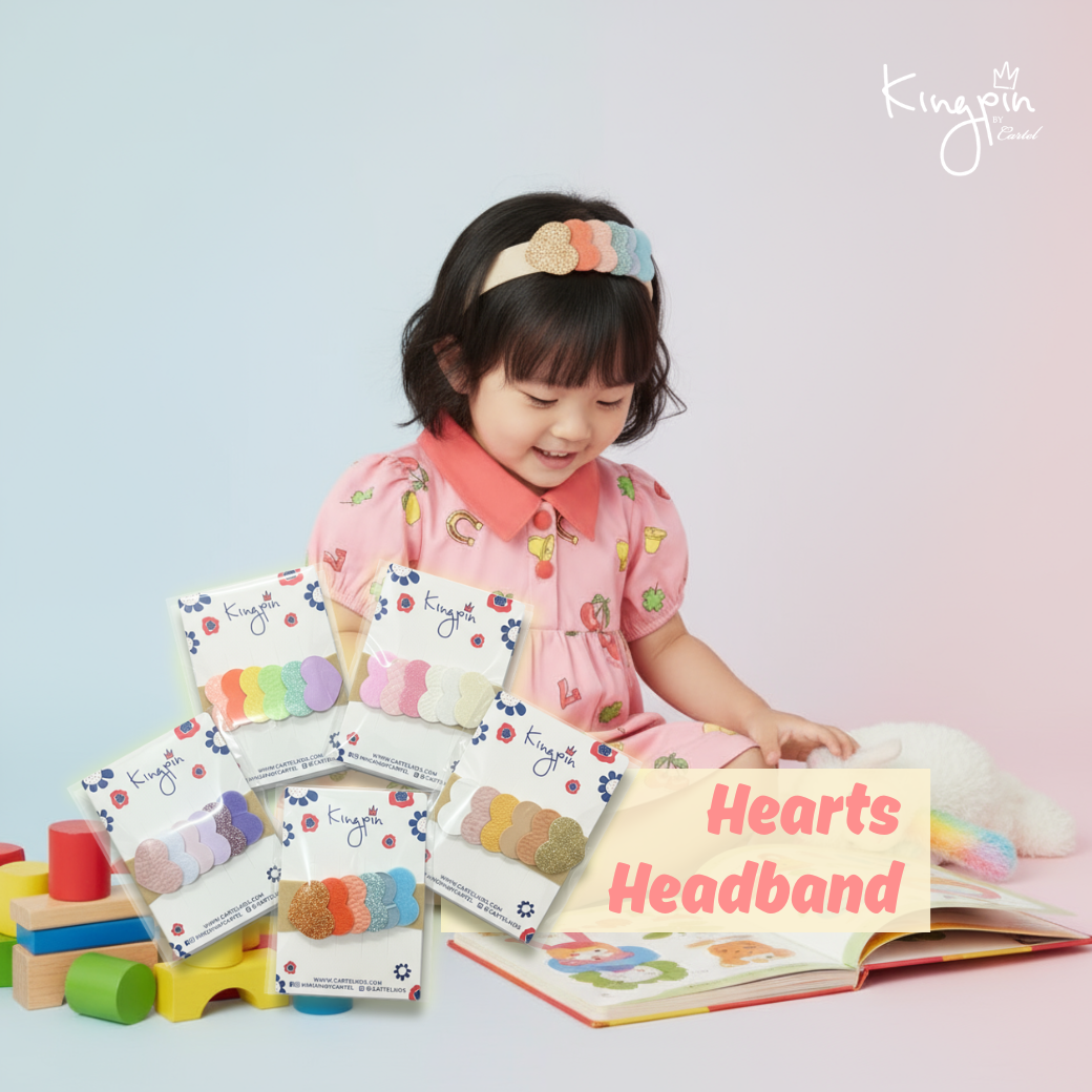 (acc) ที่คาดผมยางยืดรูปหัวใจหลากสี Kingpin by Cartelkids