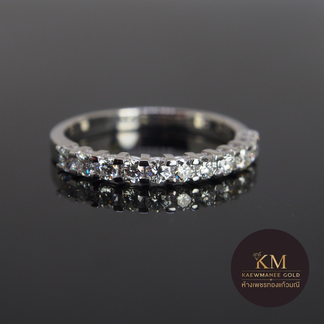 แหวนเพชรแถว Diamond Round Briliant Cut Line Collection (White Gold)