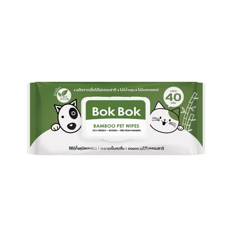 Bok Bok ผ้าเปียกย่อยสลายได้ ดับร้อน 40 แผ่น