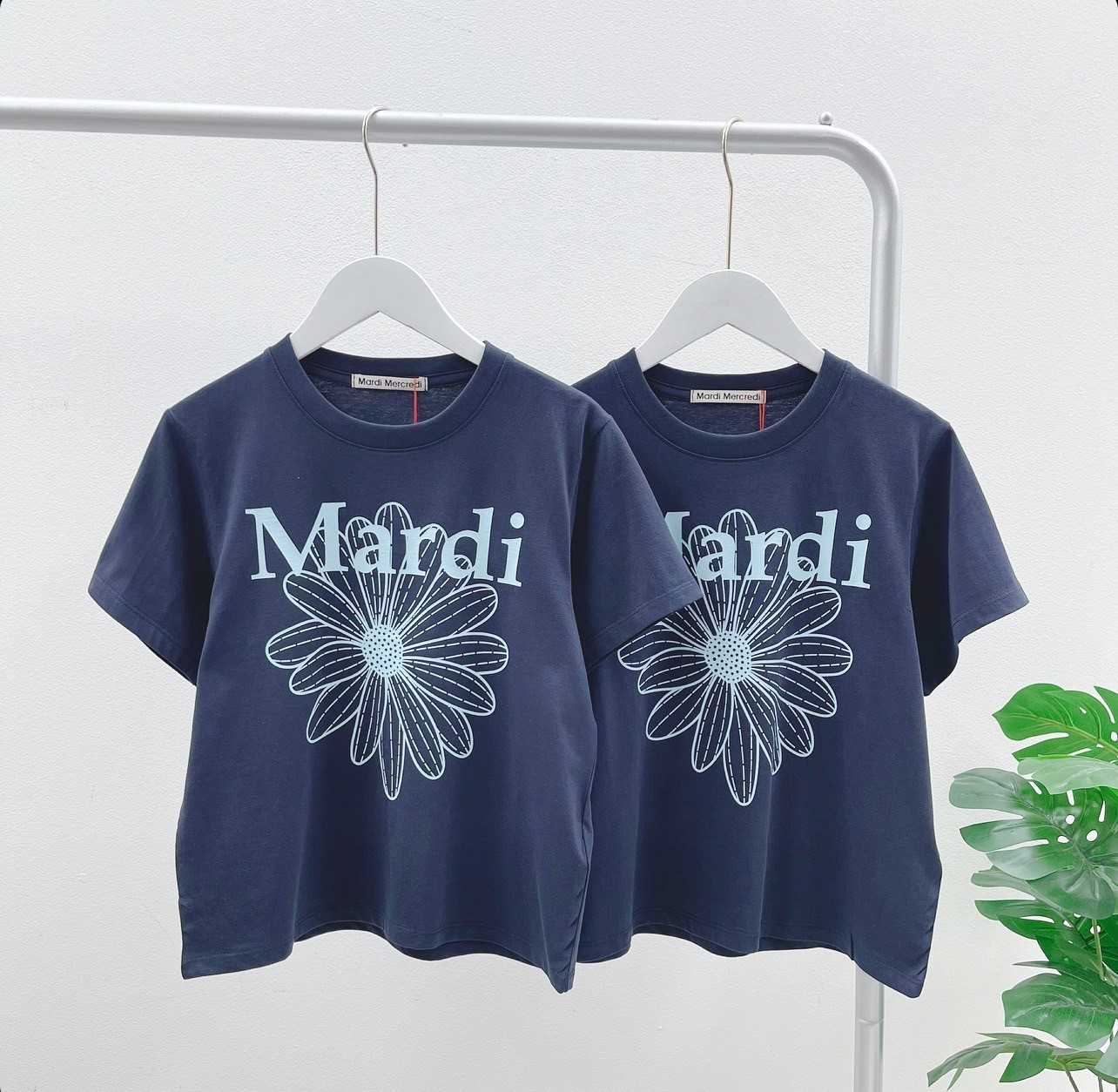 Mardi SLIM TSHIRT FLOWERMARDI_NAVY MINT