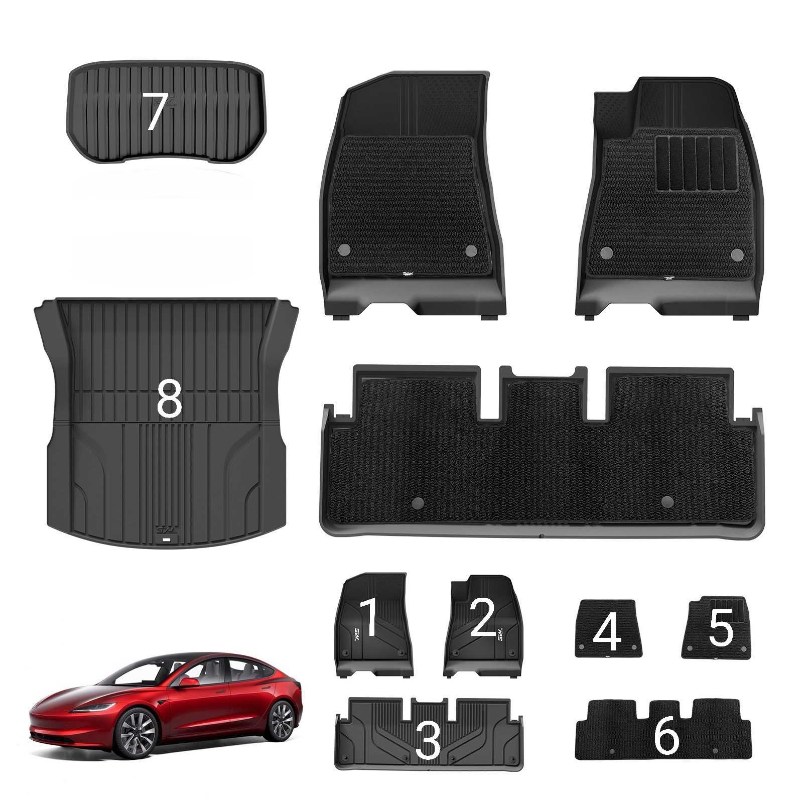 Model 3 HL car mat with Carpet : 8 ชิ้น