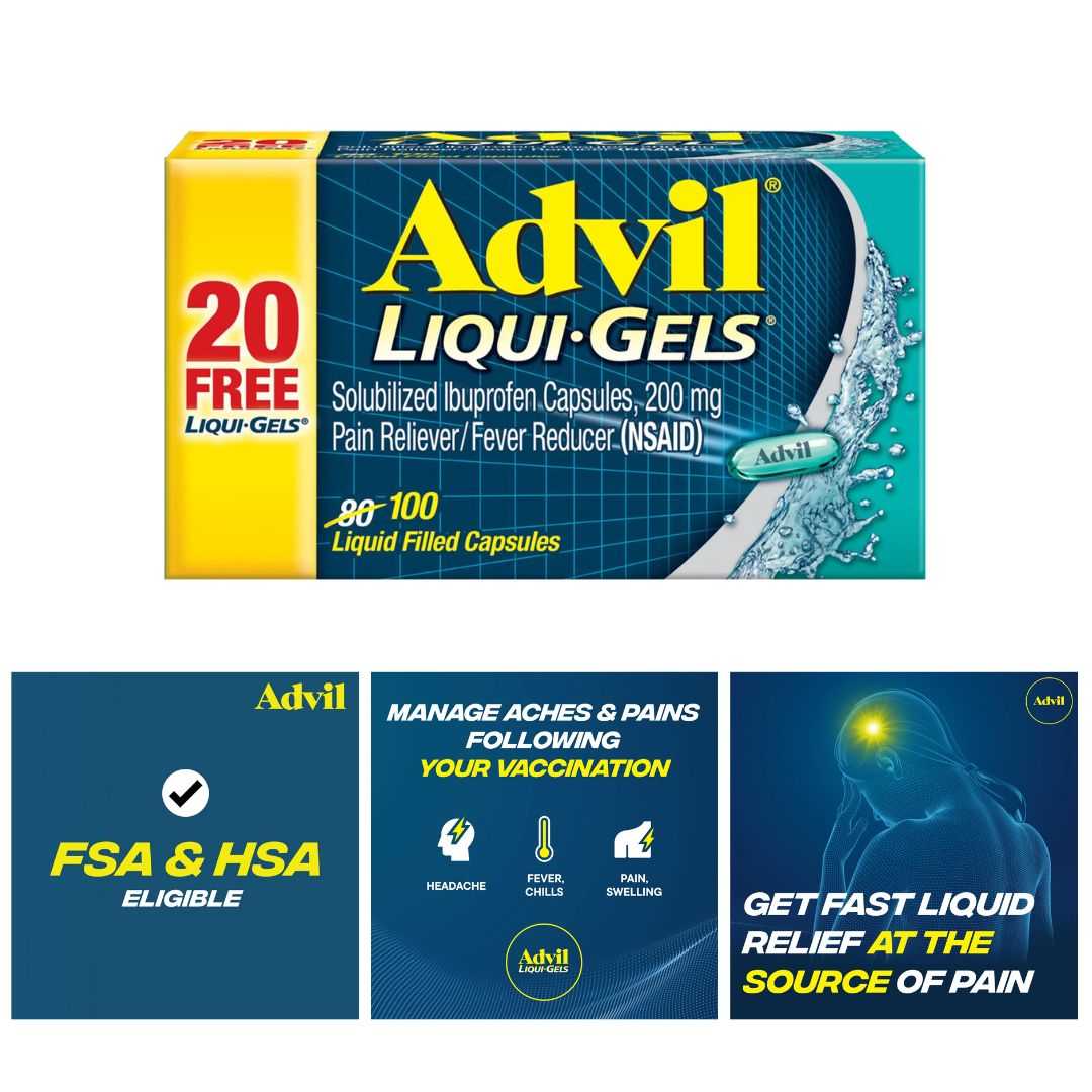 ยาบรรเทาปวด ลดไข้ Advil Liquil Gel ขนาด 100 เม็ด จากอเมริกา พร้อมส่ง