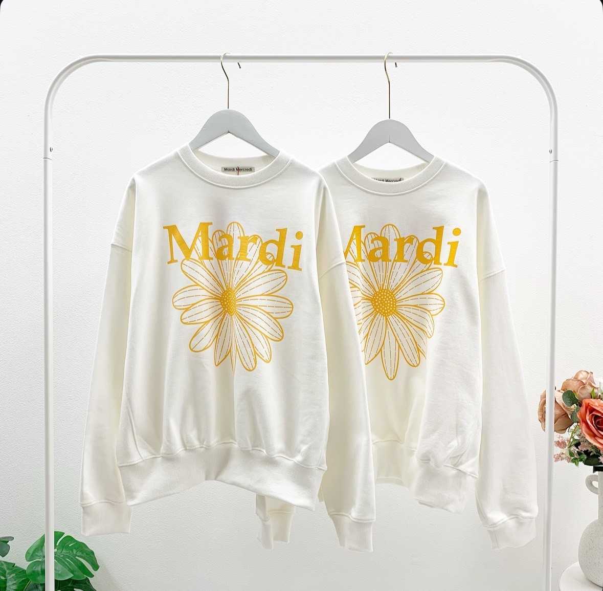 Mardi Flower Sweatshirt (White/Tangerine)