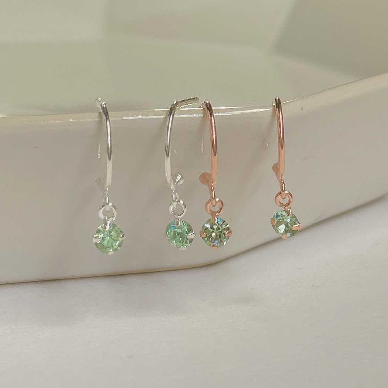 Chrysolite drop hoop stud (silver/rosegold)