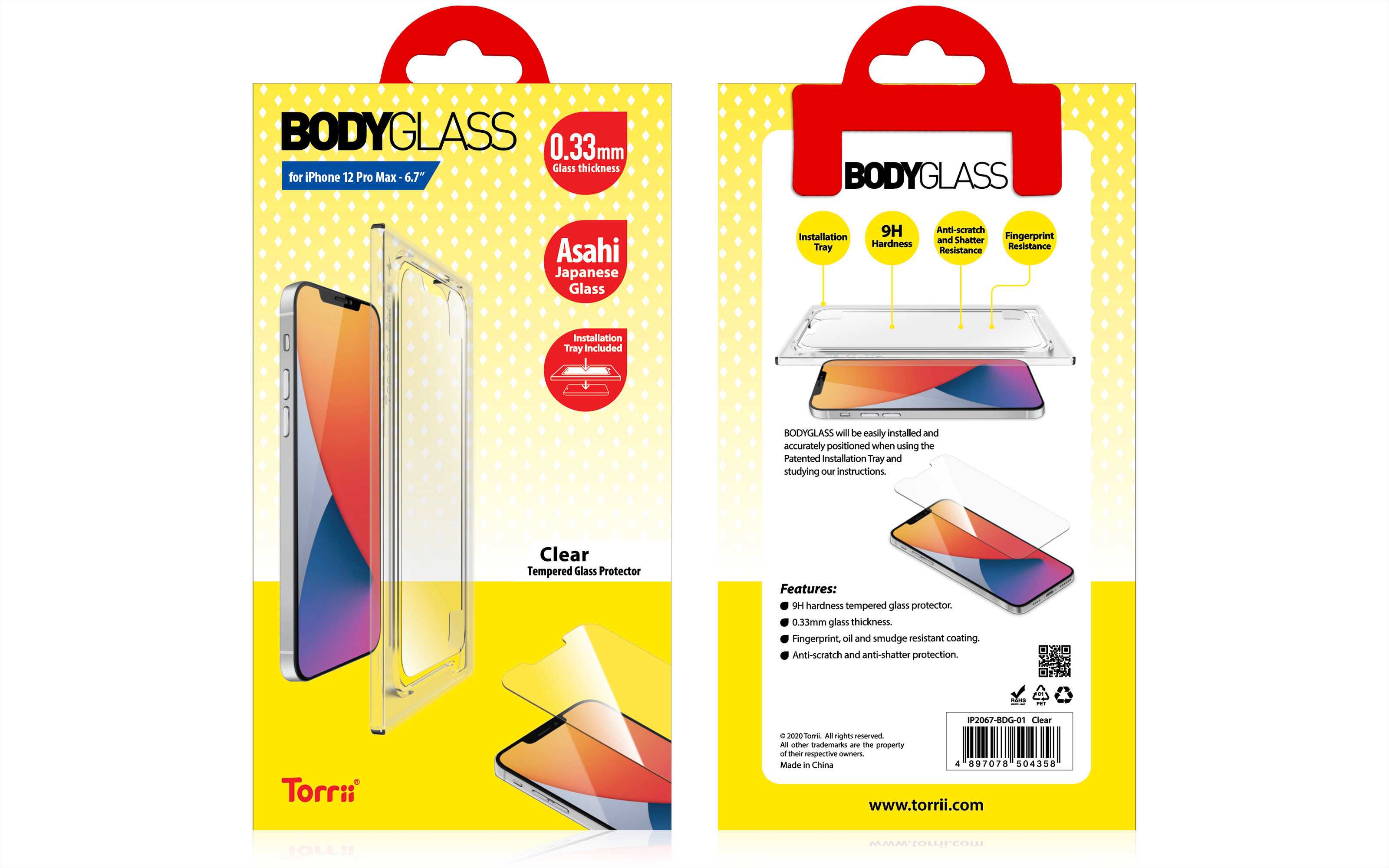 Torrii BODYGLASS for iPhone 12 Pro Max - FC/AntiBacteria