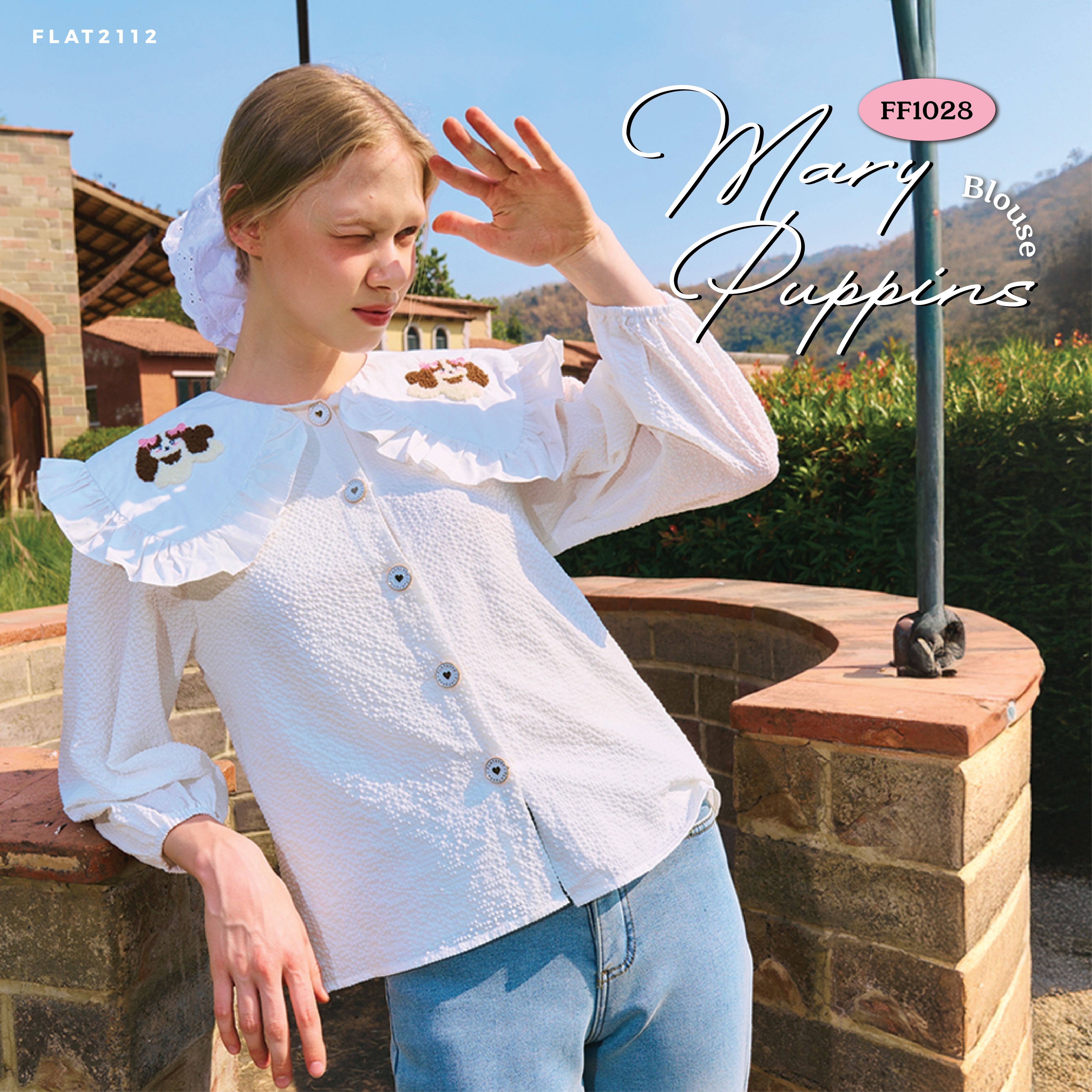 FLAT2112 FF1028 : MARY PUPPINS BLOUSE เสื้อคอปก เสื้อแขนยาว เสื้อแขนยาวคอปก