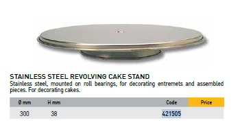 421505 STAINLESS STEEL REVOLVING CAKE STAND