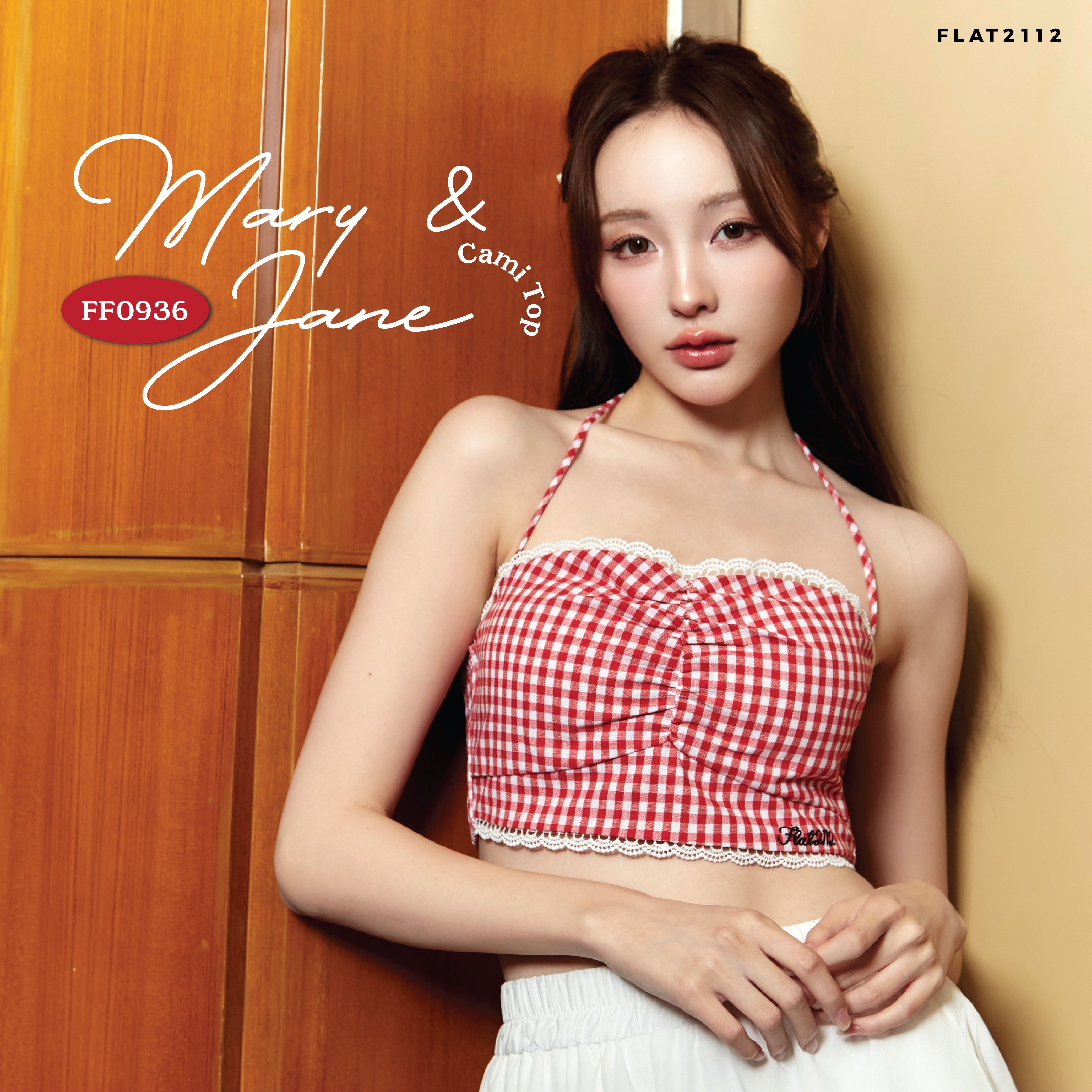 FLAT2112 FF0936 : MARY & JANE CAMI TOP เสื้อครอป เสื้อผูกคอ เสื้อเปิดหลัง