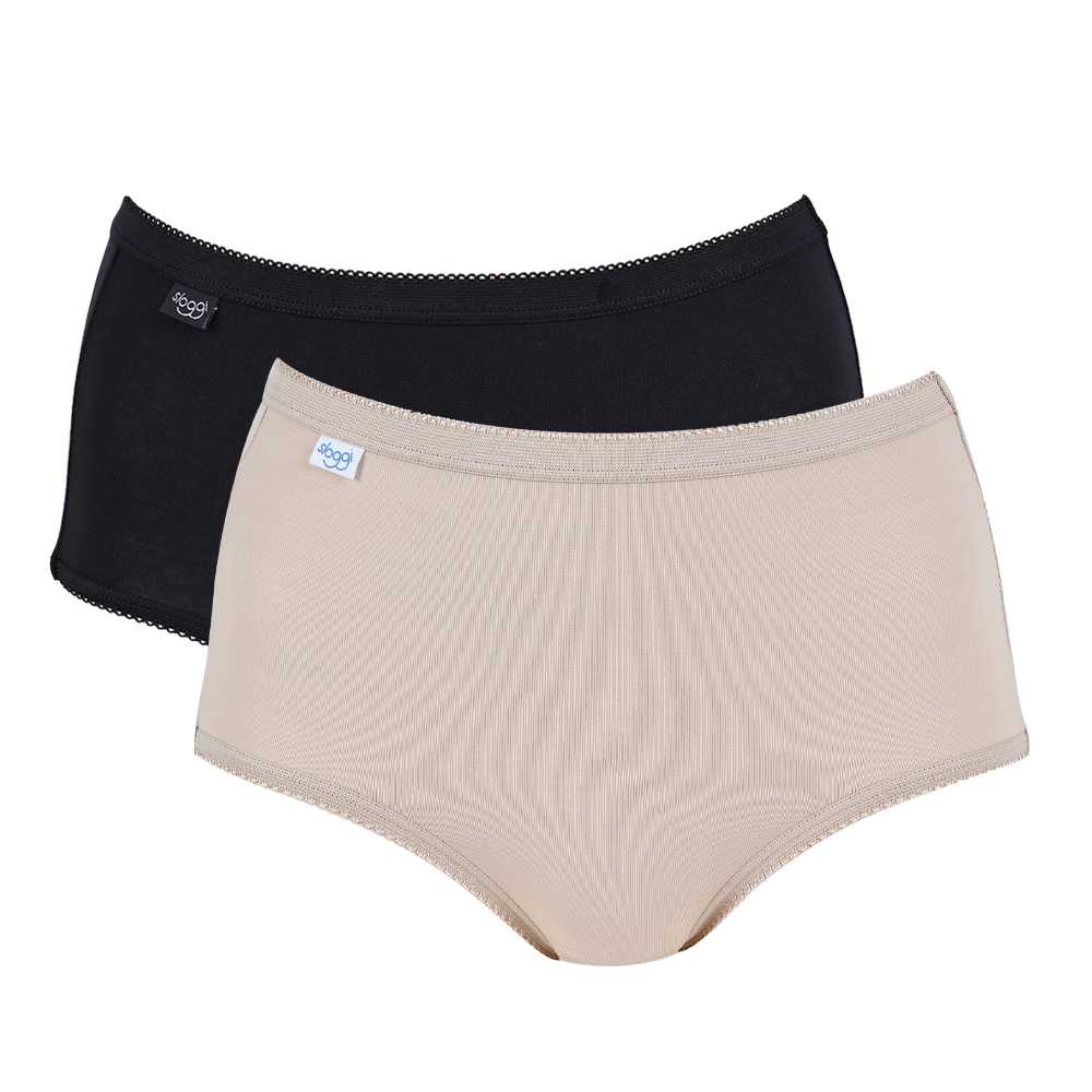 sloggi 10010385 sloggi Comfort Maxi 2P V008 กางเกงในคอตตอน สีเบจ-สีดำ  2 ชิ้น ใน 1 แพ็ค