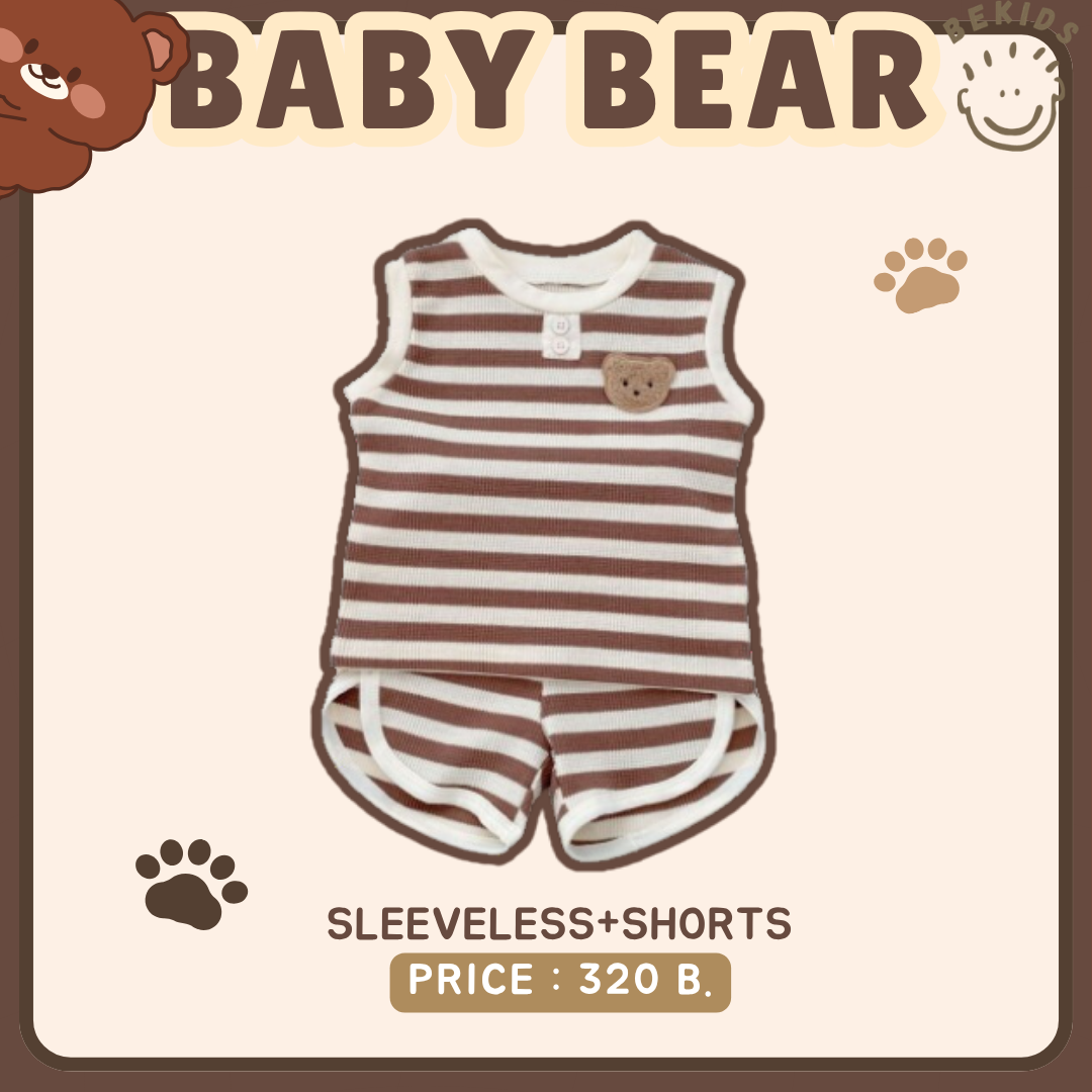 Sleeveless+Shorts Bear (Striped)