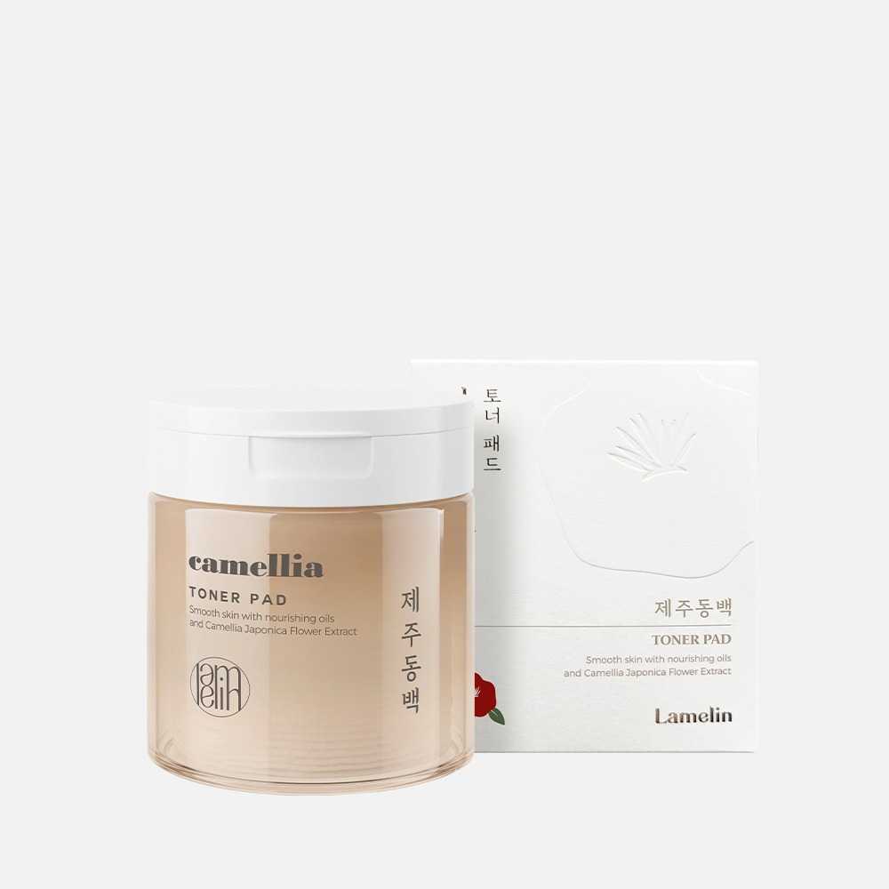 Lamelin Camellia Toner Pad - Jeju Dongbaek แผ่นโทนเนอร์ดอกคามิเลียแดงจากเกาะเชจู ✨