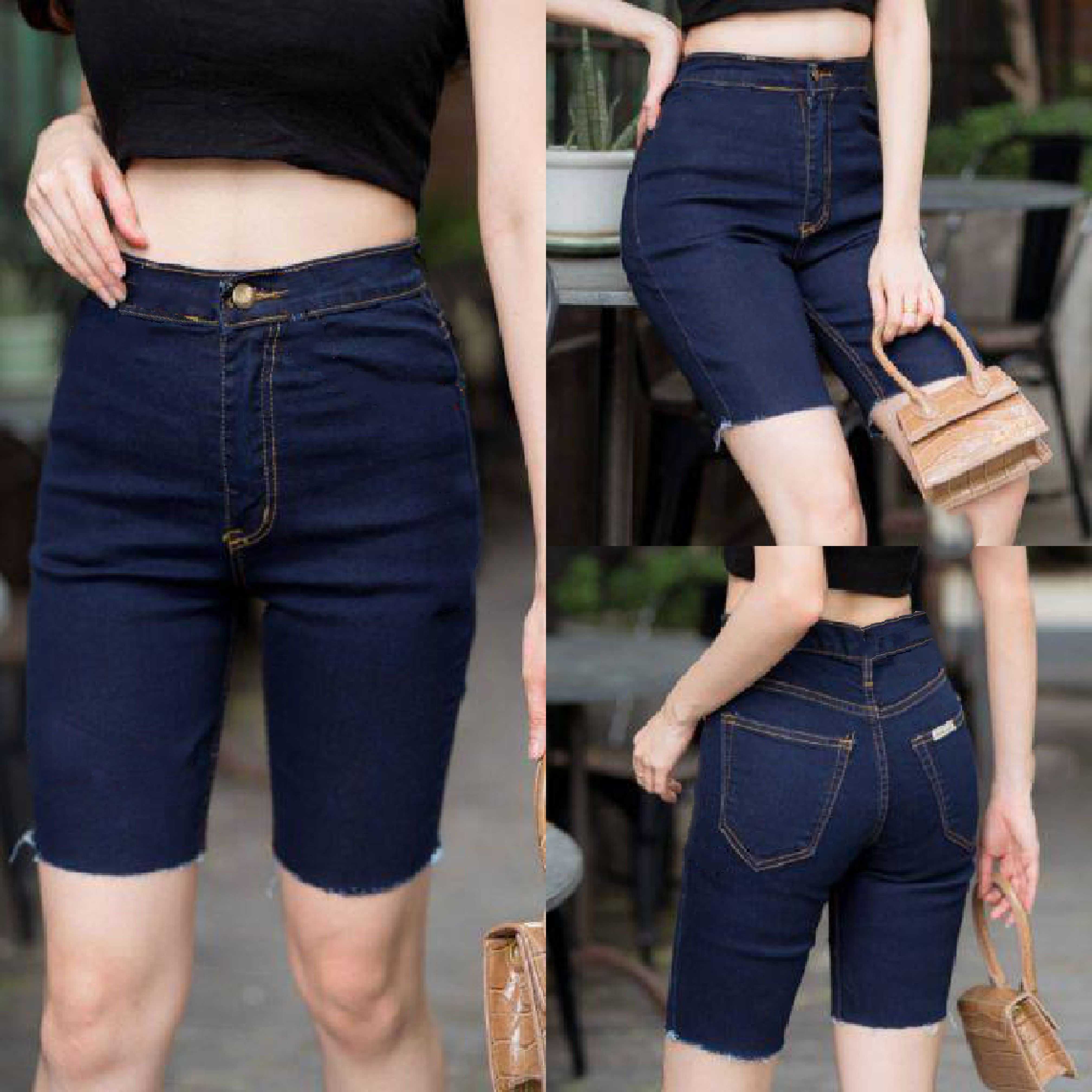 กางเกงยีนส์เอวสูง 3 ส่วน แบรนด์ PUNNY JEANS งานป้ายทุกตัว