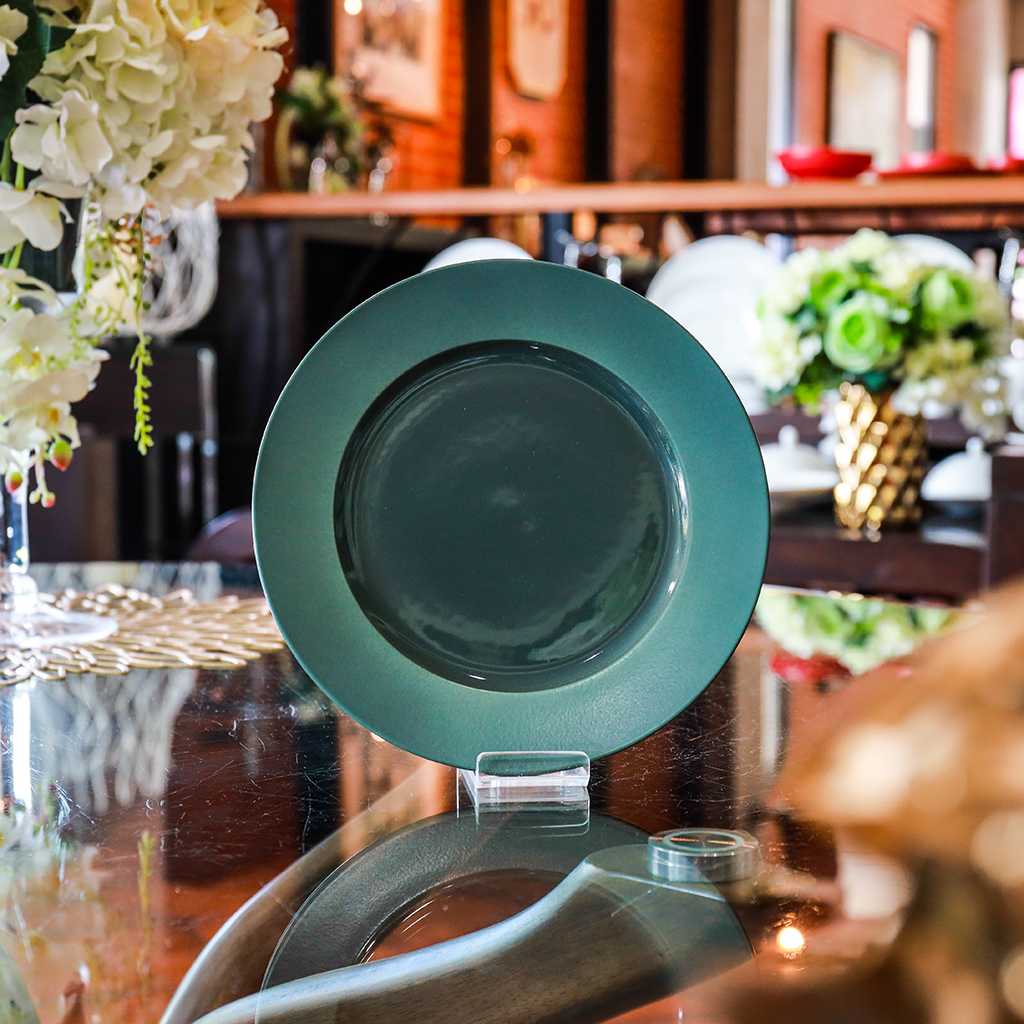 จานกลม ขนาด 21 ซม. GREEN SATIN