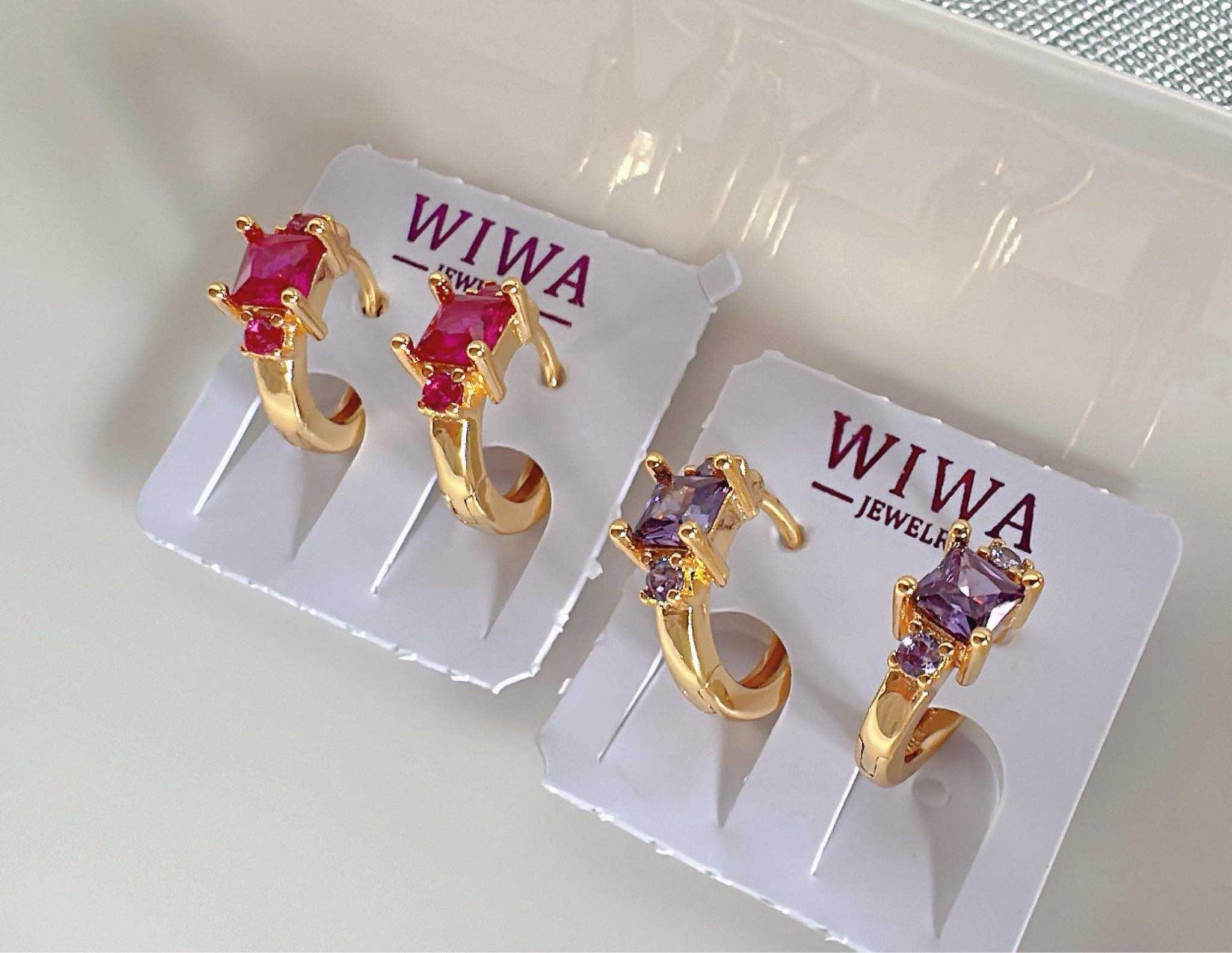 WIWA ต่างหูห่วงงานพลอย S925