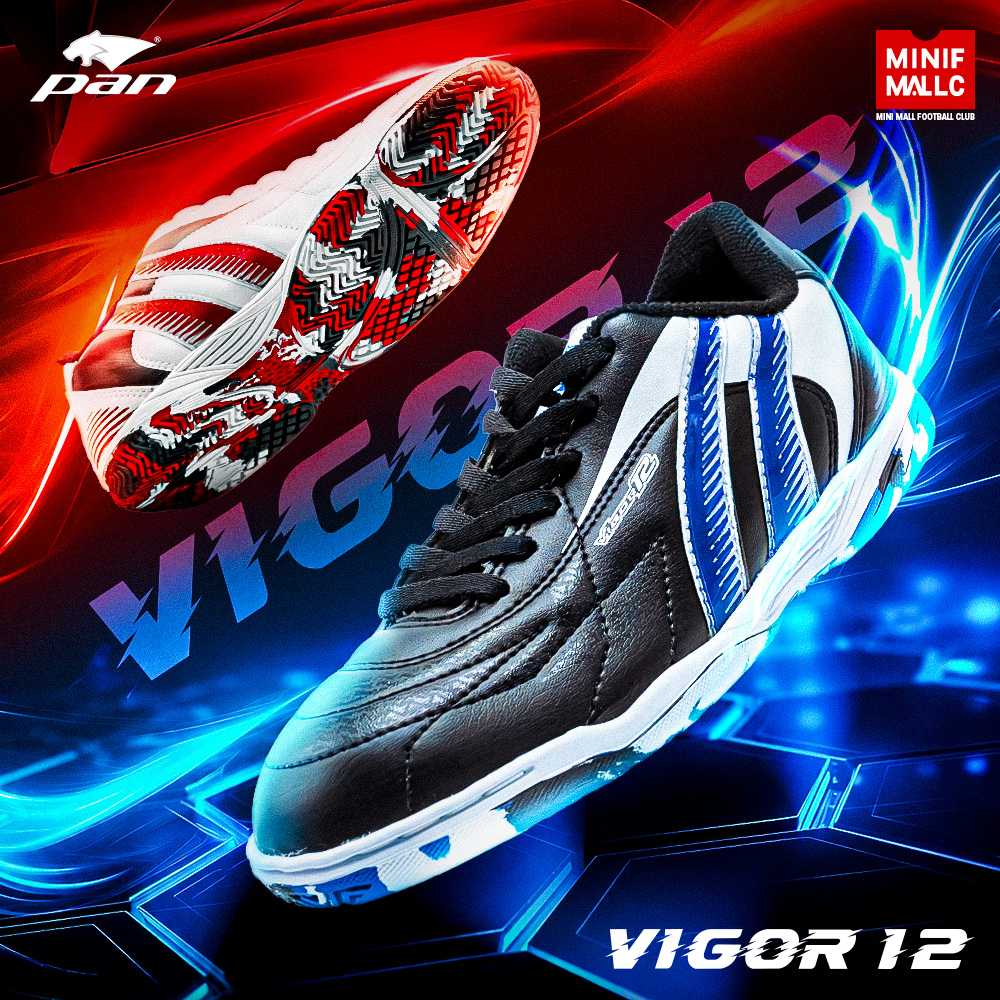รองเท้าฟุตซอลเด็ก PAN รุ่น VIGOR XII STORM JR. ผลิตจาก PVC คุณภาพดี ทนต่อแรงอัดและแรงดึงสูง