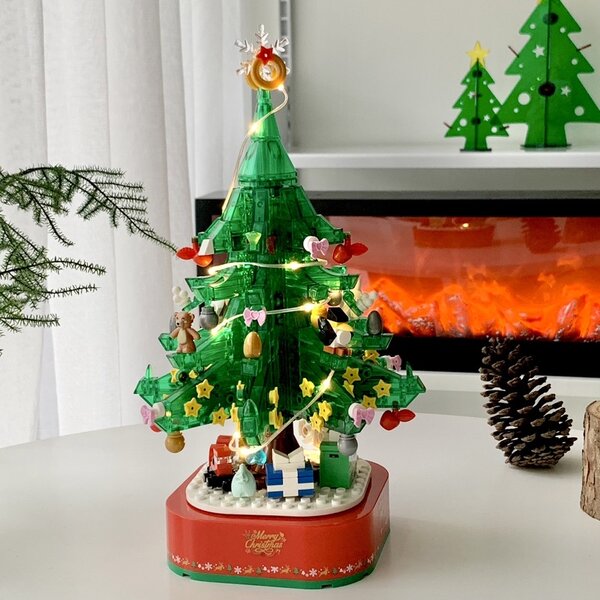 [พร้อมส่ง] Jnihouse : Christmas Tree Music Box (Transparent green) ตัวต่อต้นคริสต์มาส