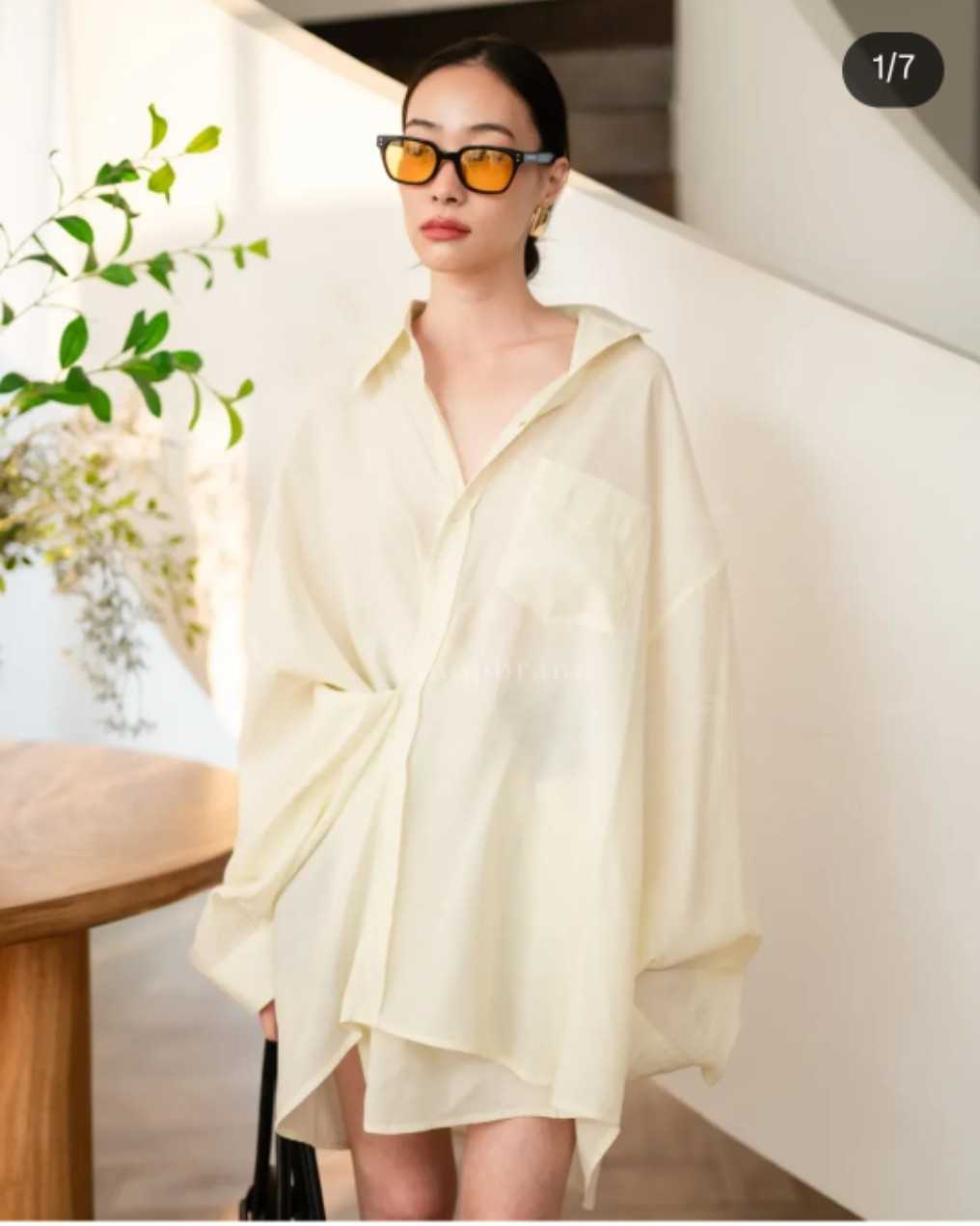 เชิ้ต oversize ผ้าซีทรูอกไขว้