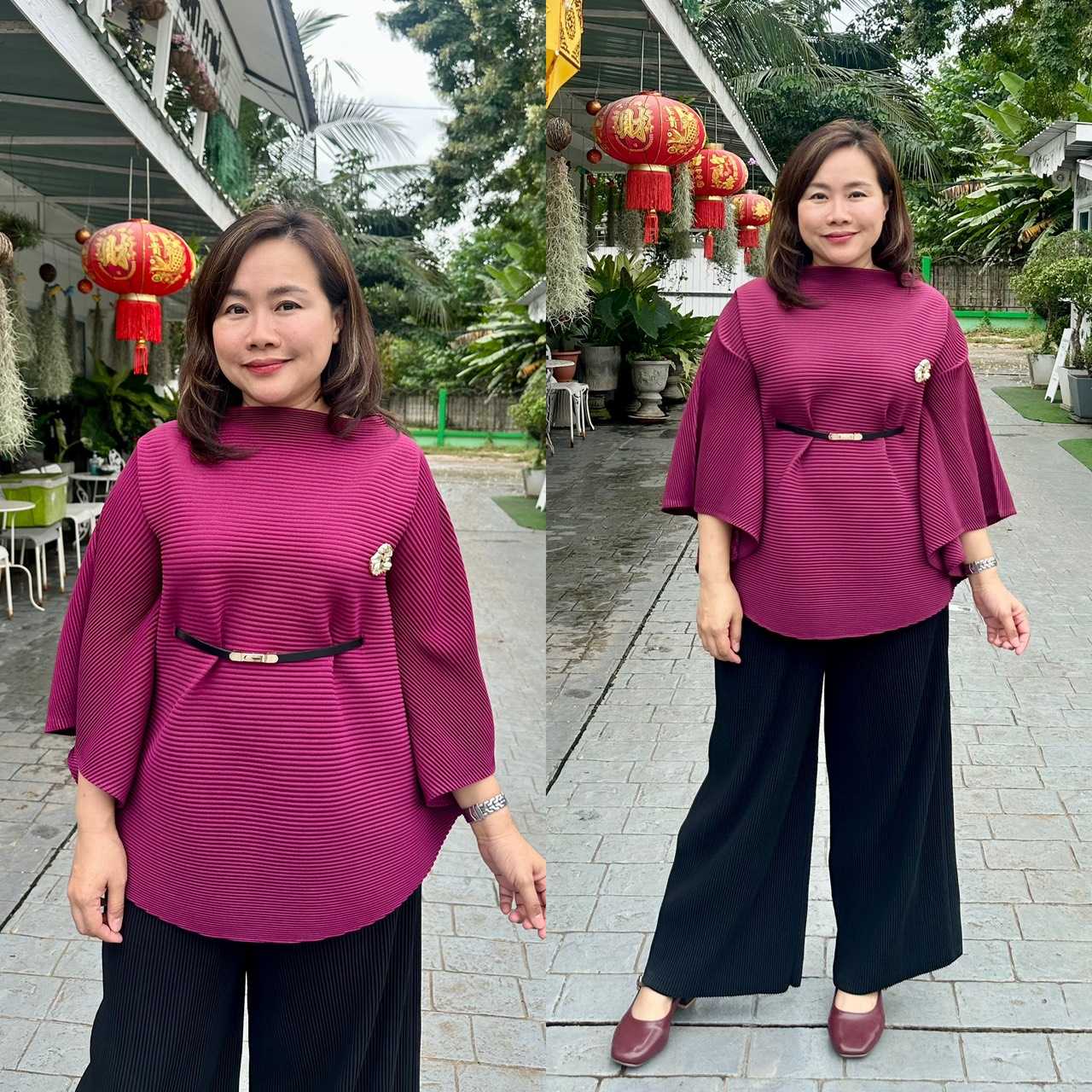 PleatByNisa A814 เสื้ออัดพลีทผ้าพรีเมียม เนื้อผ้าคุณภาพ Polyester100%