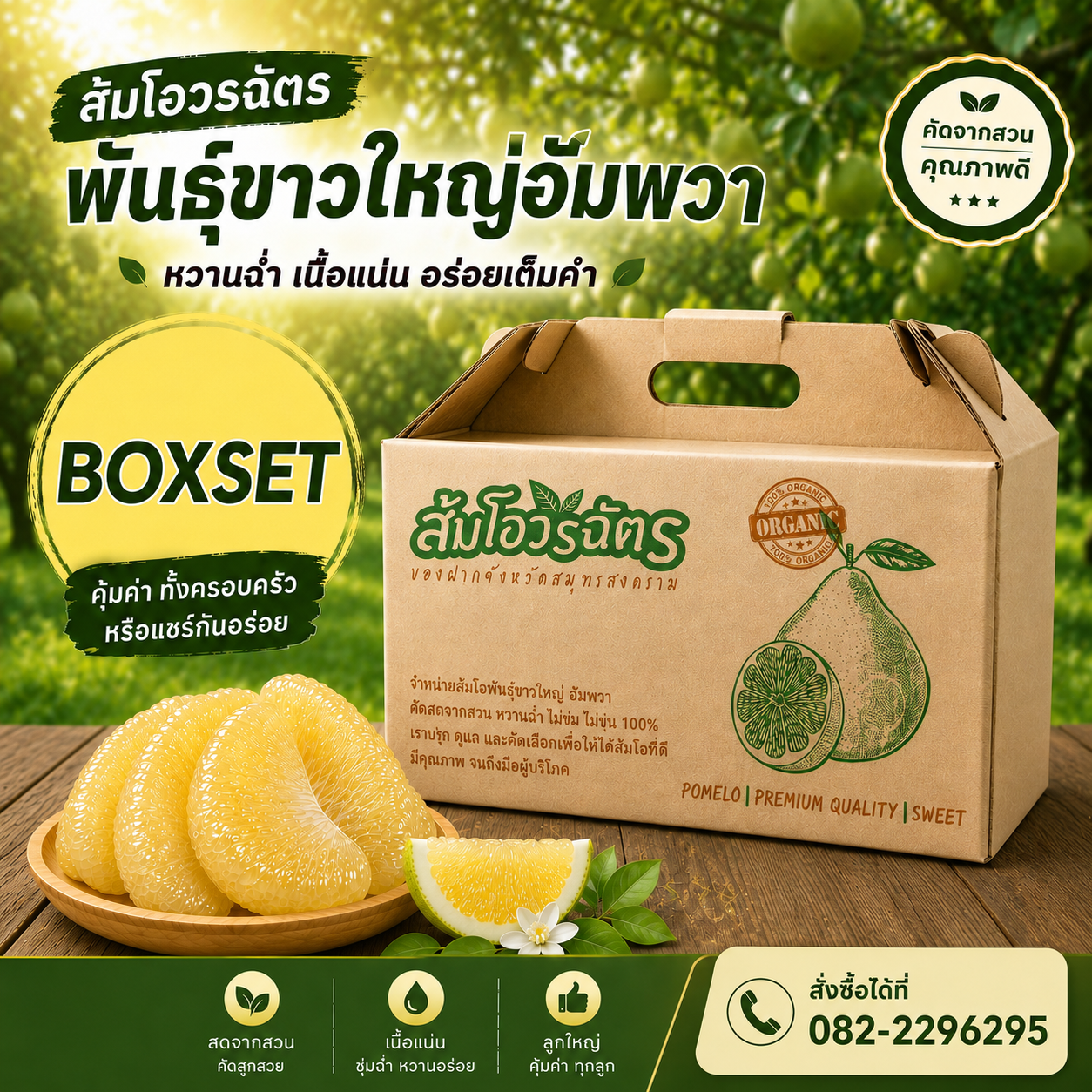 ส้มโอ BOX SET (SIZE XL 2 กล่อง 4 ลูก) 