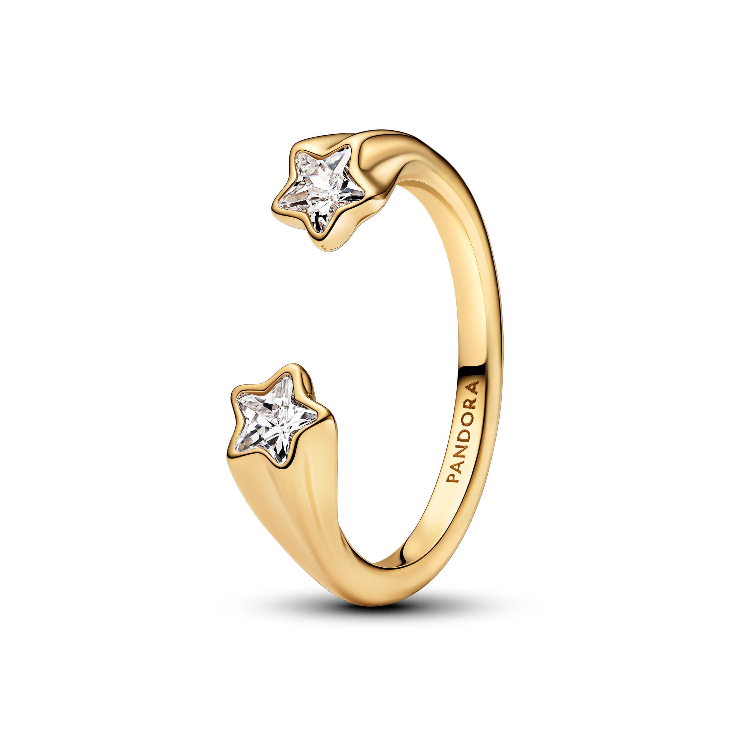 Nothern star 14k gold-plated open ring with clear cubic zirconia