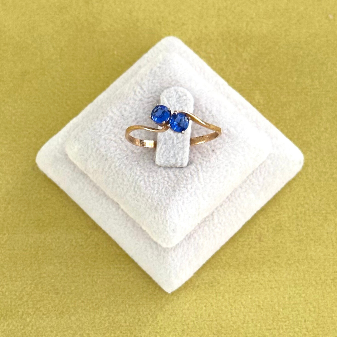 Twisted Double Gem Ring - Blue