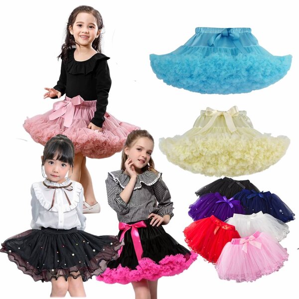 กระโปรงพองฟู กระโปรงเด็ก รุ่นไม่มีกระดุมยางยืด โบว์ติดกระโปรง