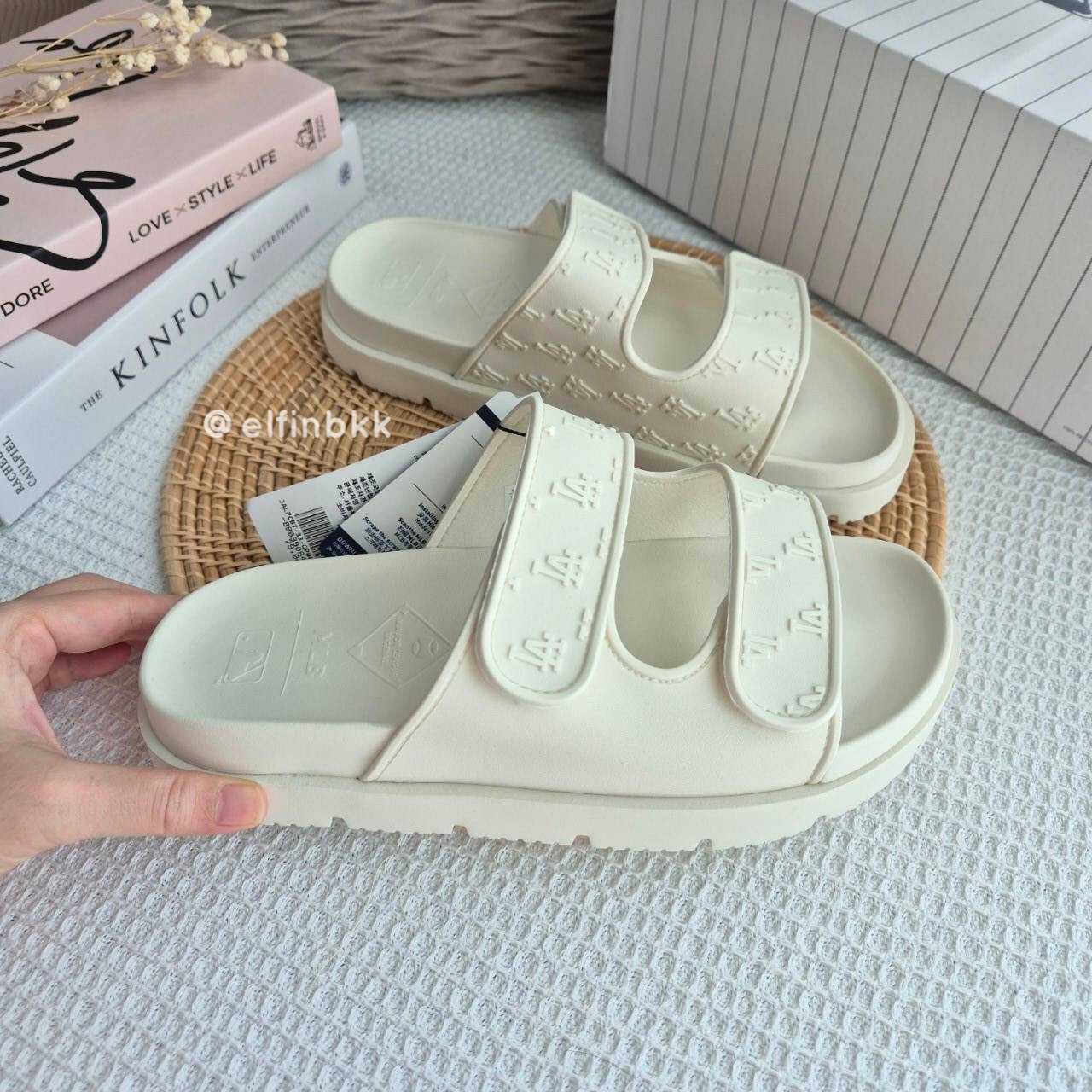 Sale🔥🔥MLB Chunky Bouncer two strap  รองเท้าแตะ สายคาดยางซิลิโคน สีเบจ สีดำ