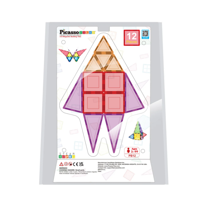 PicassoTiles Magnet Tile Building Block Classic 12 Pc Set