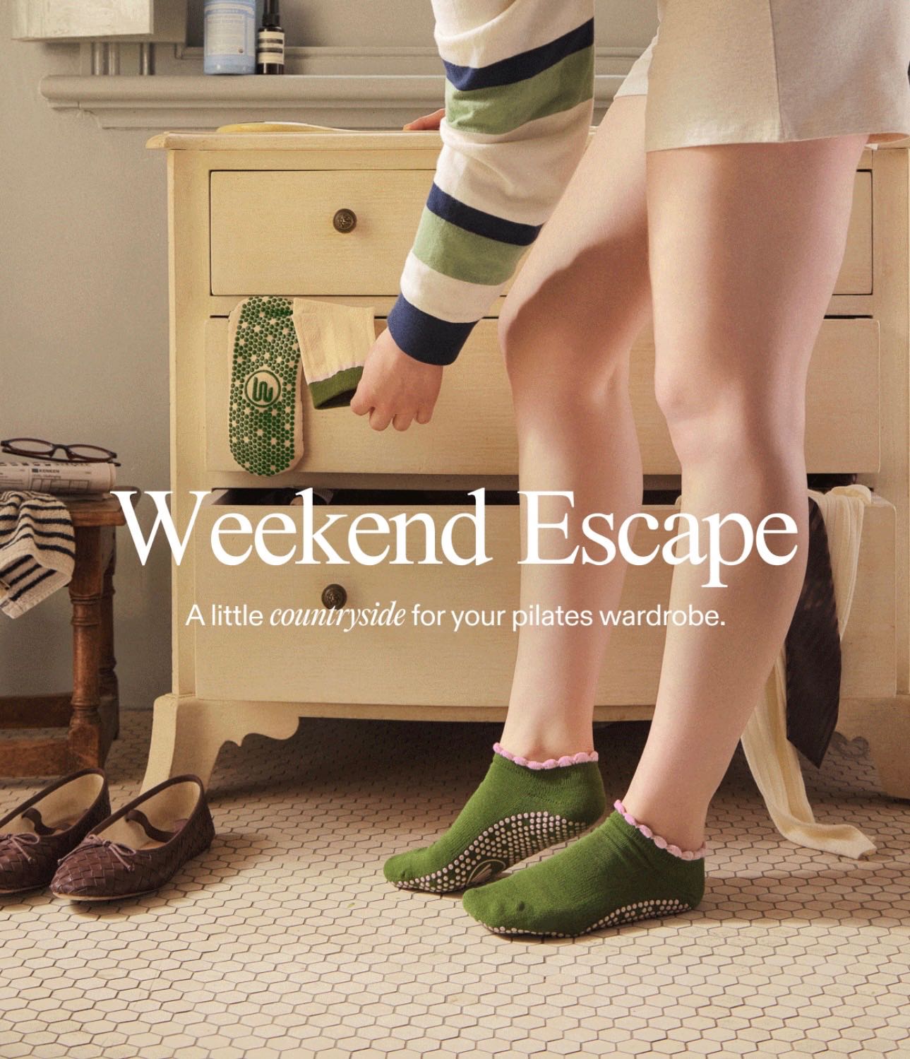 Low Rise Grip Socks - Ruffle Pine