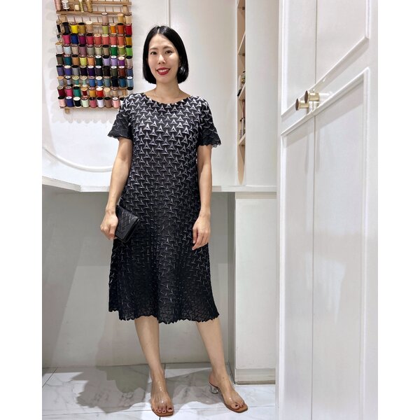 2MUAY รุ่น CX6321 เดรสอัดพลีท ASYMMETRIC PRINTED PLEATED DRESS 3 สี FREE SIZE