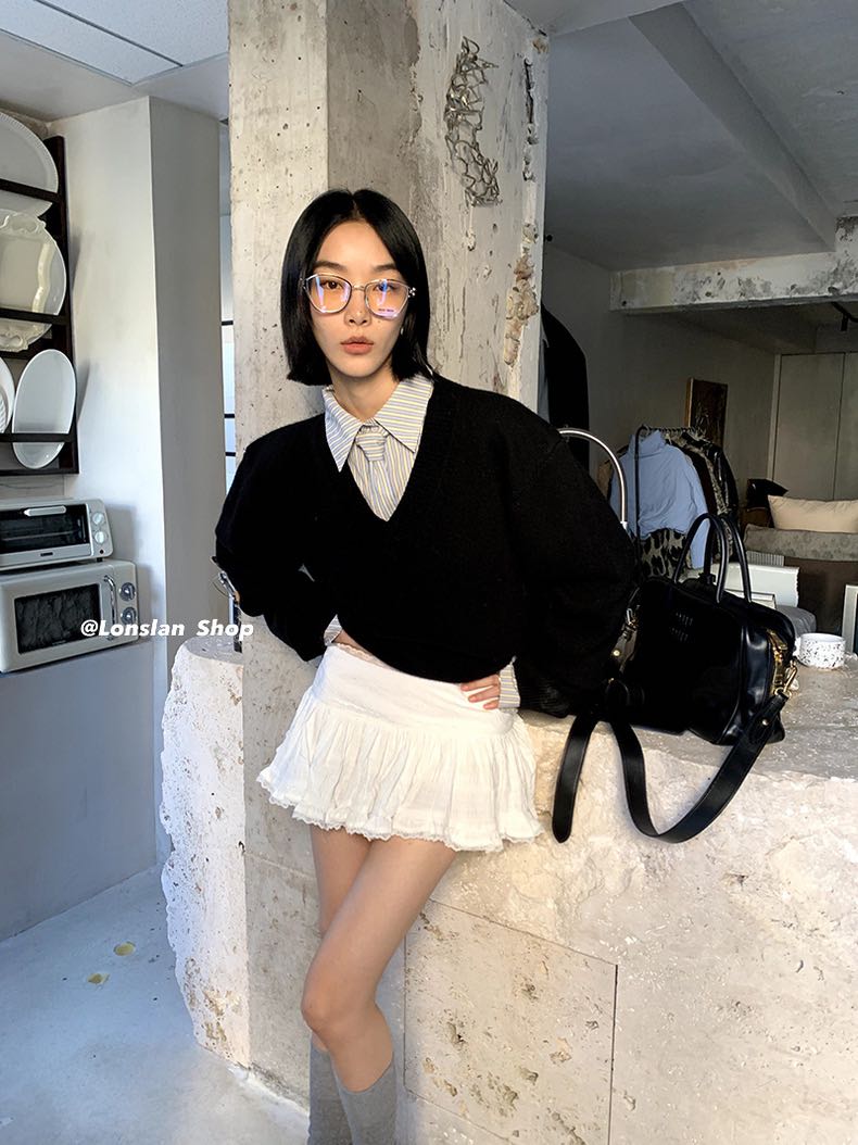 กระโปรง Ballet skirt (black/ white)
