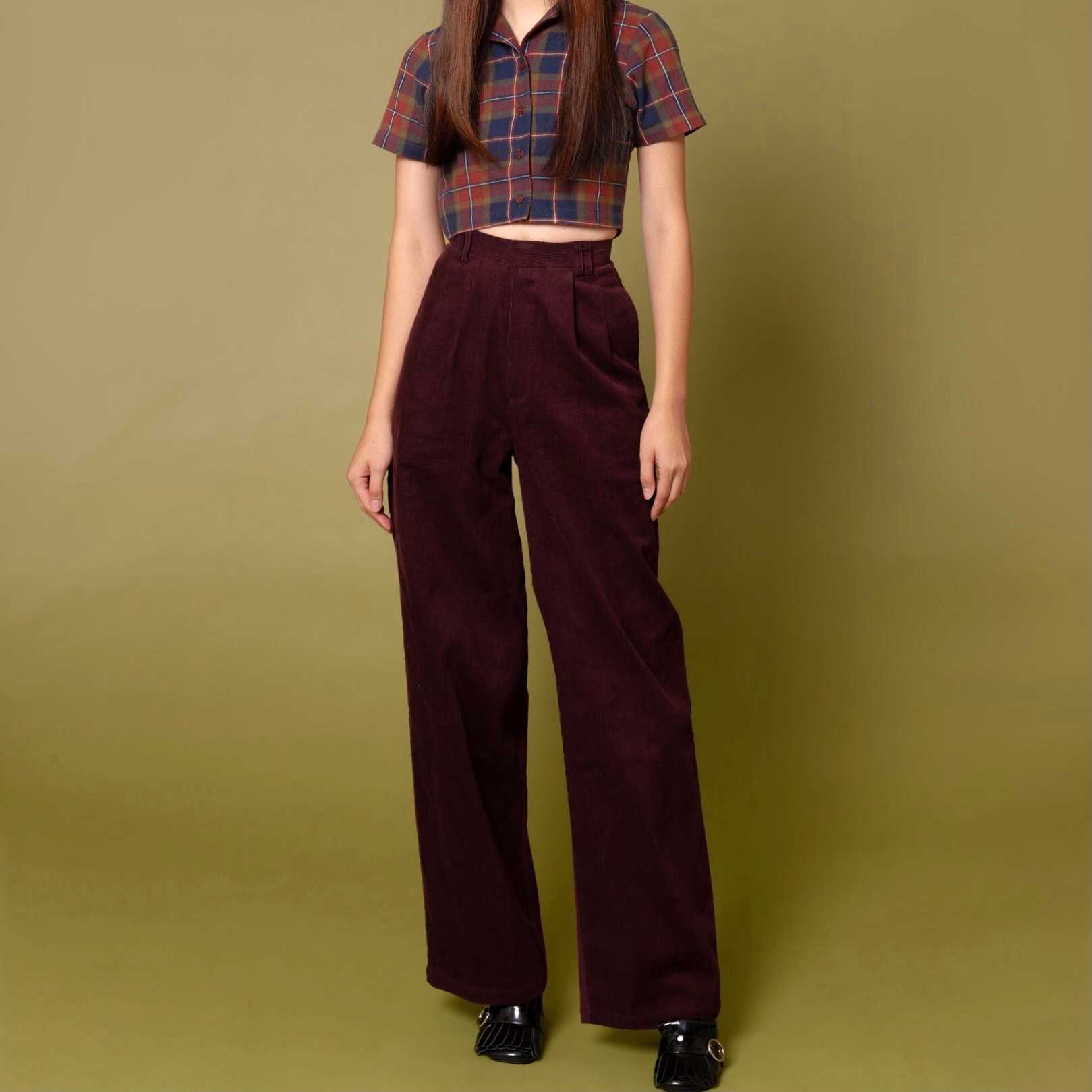 Women's Corduroy Pants (Wine)