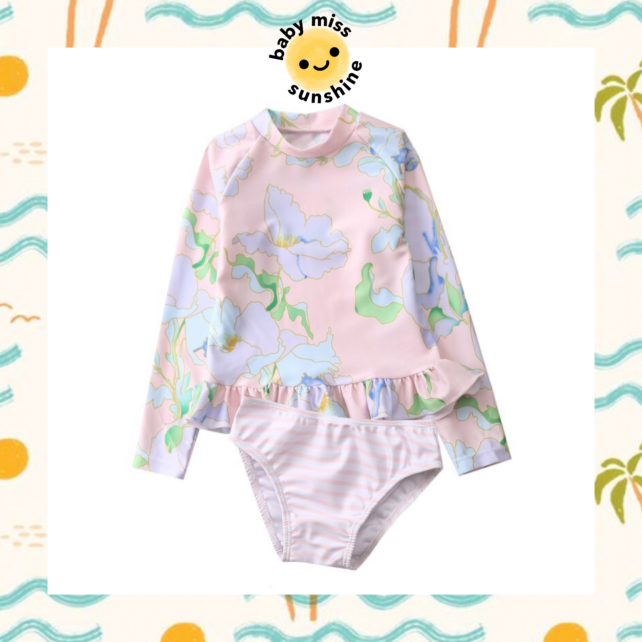 Swimsuits Pink Flower 2 pieces 