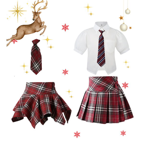 พร้อมส่ง กระโปรง ลายสก๊อต เด็กผู้หญิง สก๊อตแดง