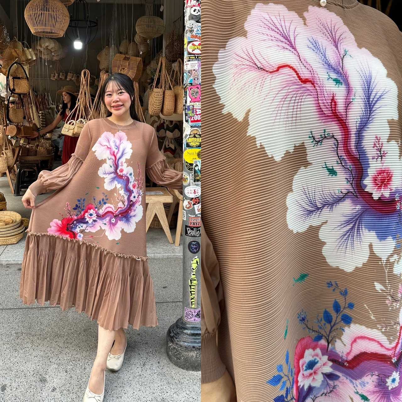 PleatByNisa B01 เดรสอัดพลีทผ้าพรีเมียม เนื้อผ้าคุณภาพ Polyester100%