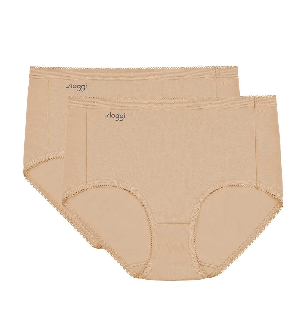 sloggi 10218581 sloggi Comfort care Maxi2  2P R 00EP กางเกงในเนื้อผ้าคอตตอน รูปแบบแม็กซี่ สีเบจ