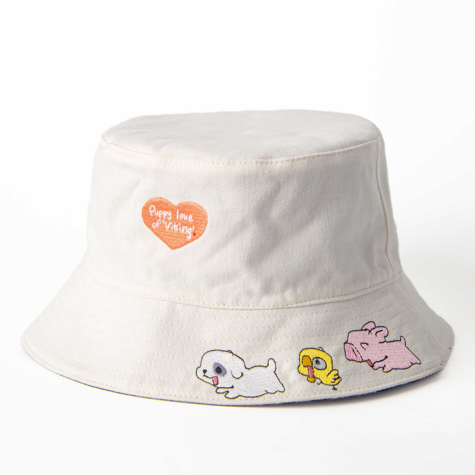 GiGi Reversible Bucket Hat - หมาจ๋า หมวกบักเก็ต ปักลาย จีจี้ ใส่ได้ 2 ด้าน