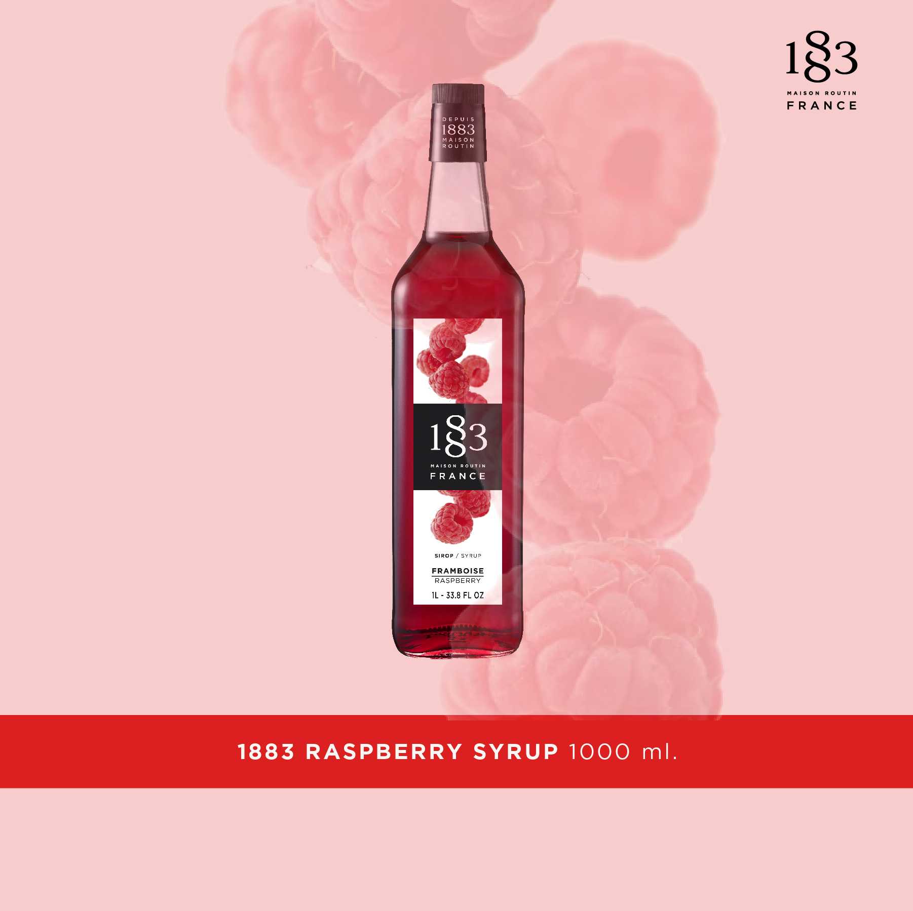 1883 RASPBERRY FLAVORED SYRUP 1000 ml.