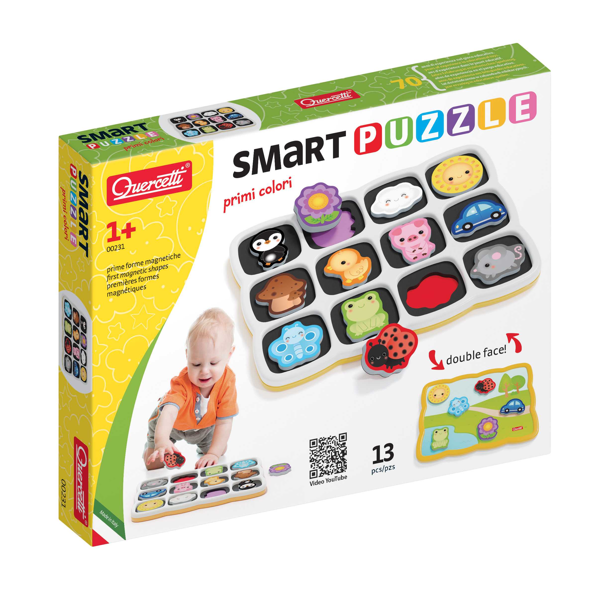 Quercetti Smart Puzzle Magnetico - First Colors and Words ตัวต่อแม่เหล็กสีและคำศัพท์