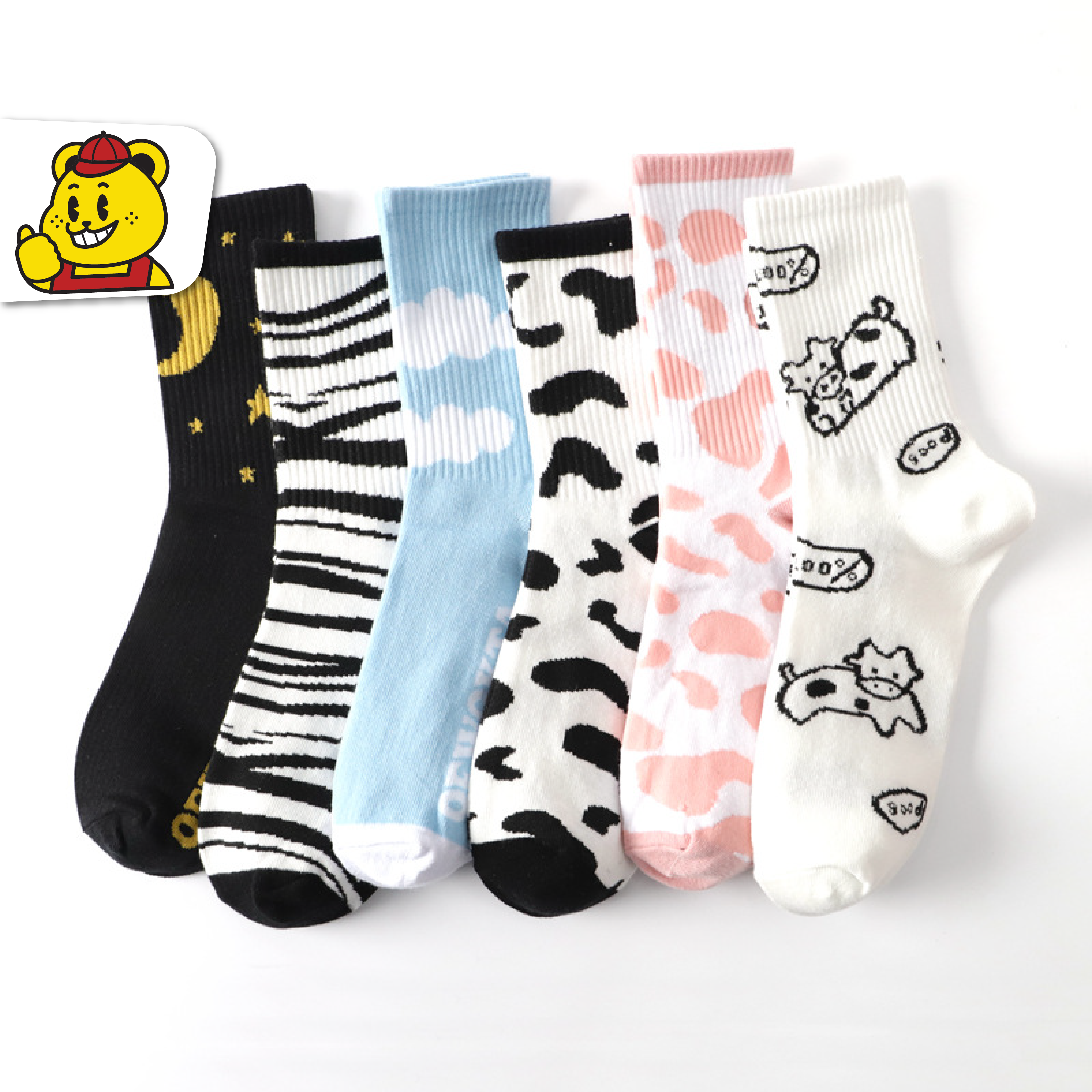 BIGGIANT Socks ถุงเท้ายาว ลายวัว (N-1441)