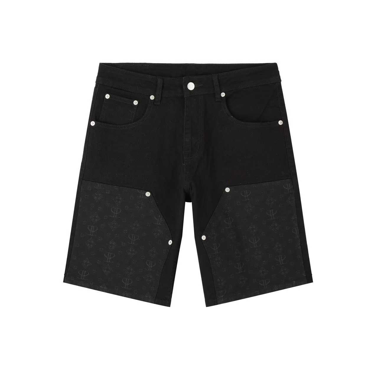 DOUBLE KNEE LASER BLACK SHORT