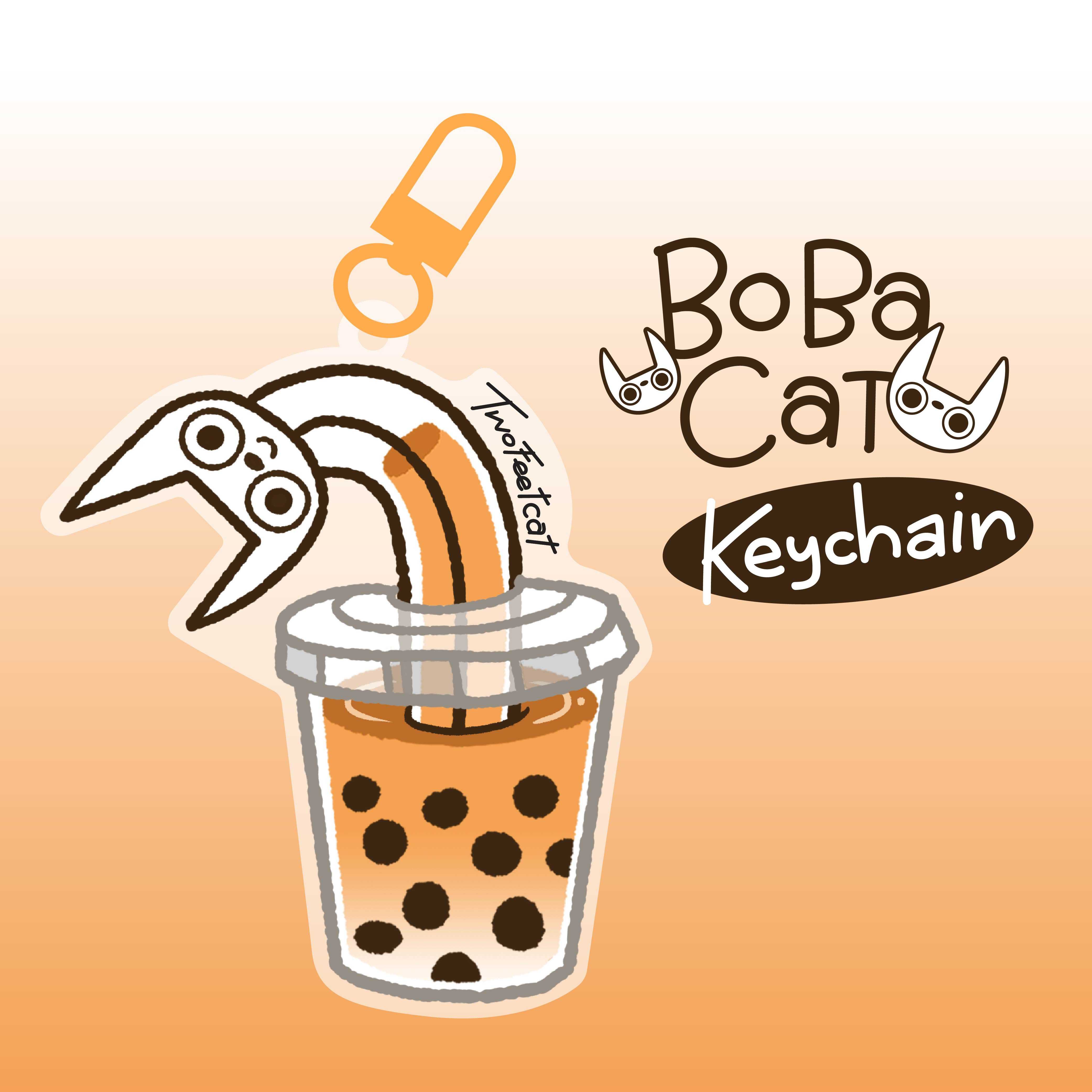Boba cat keychain