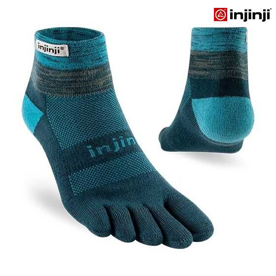 INJINJI ถุงเท้าวิ่งแยกนิ้ว TRAIL MW MiniCrew MIDNIGHT เทรลหุ้มตาตุ่ม สีมินต์ ของแท้