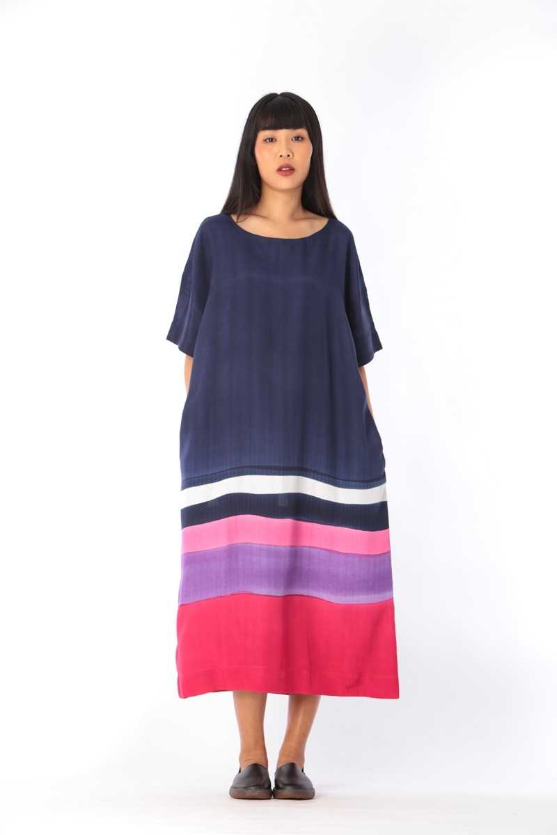 (Pre-order)Dress Kaftan Cottonsilk Hand paint Free size
