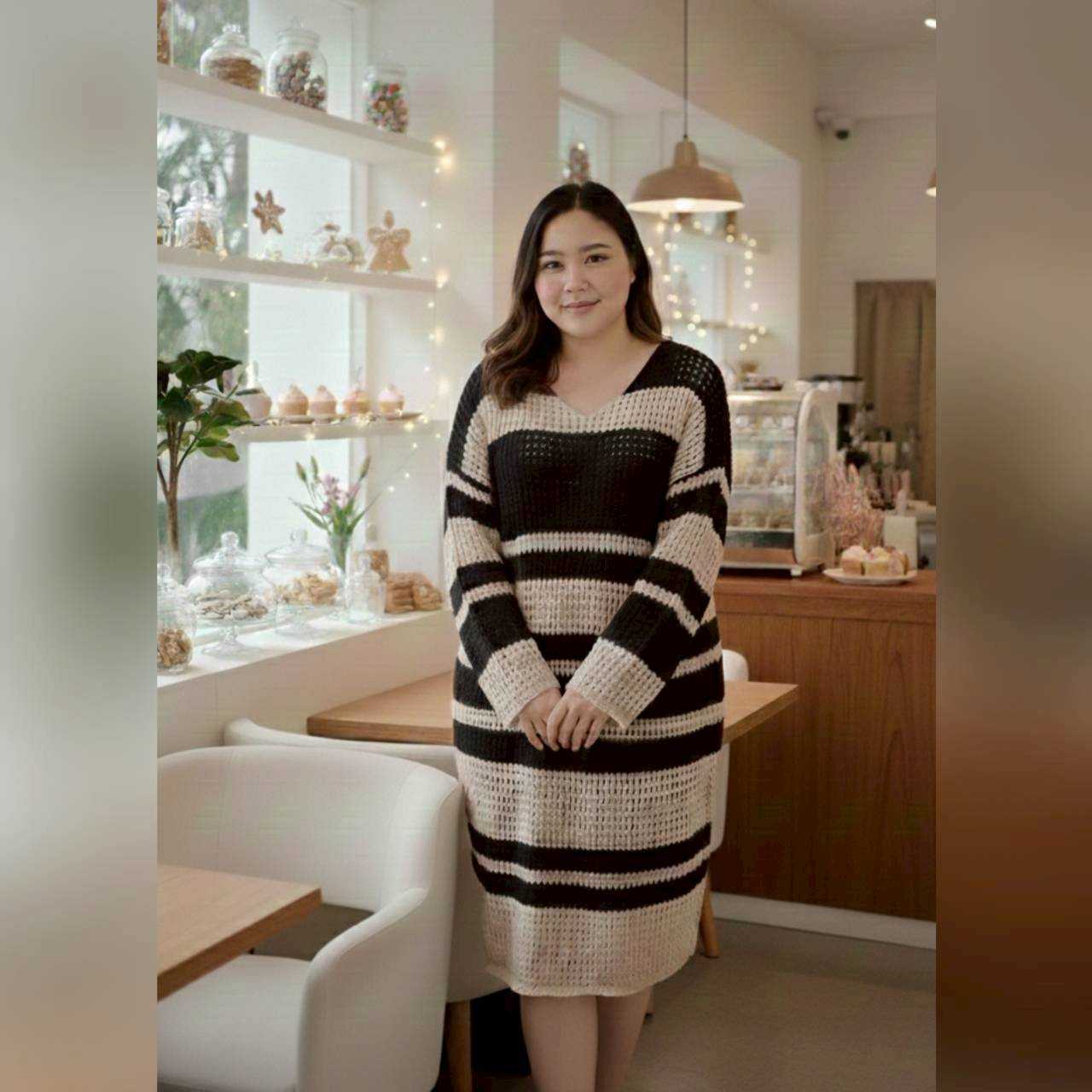 เดรสไหมพรมทรงปล่อย