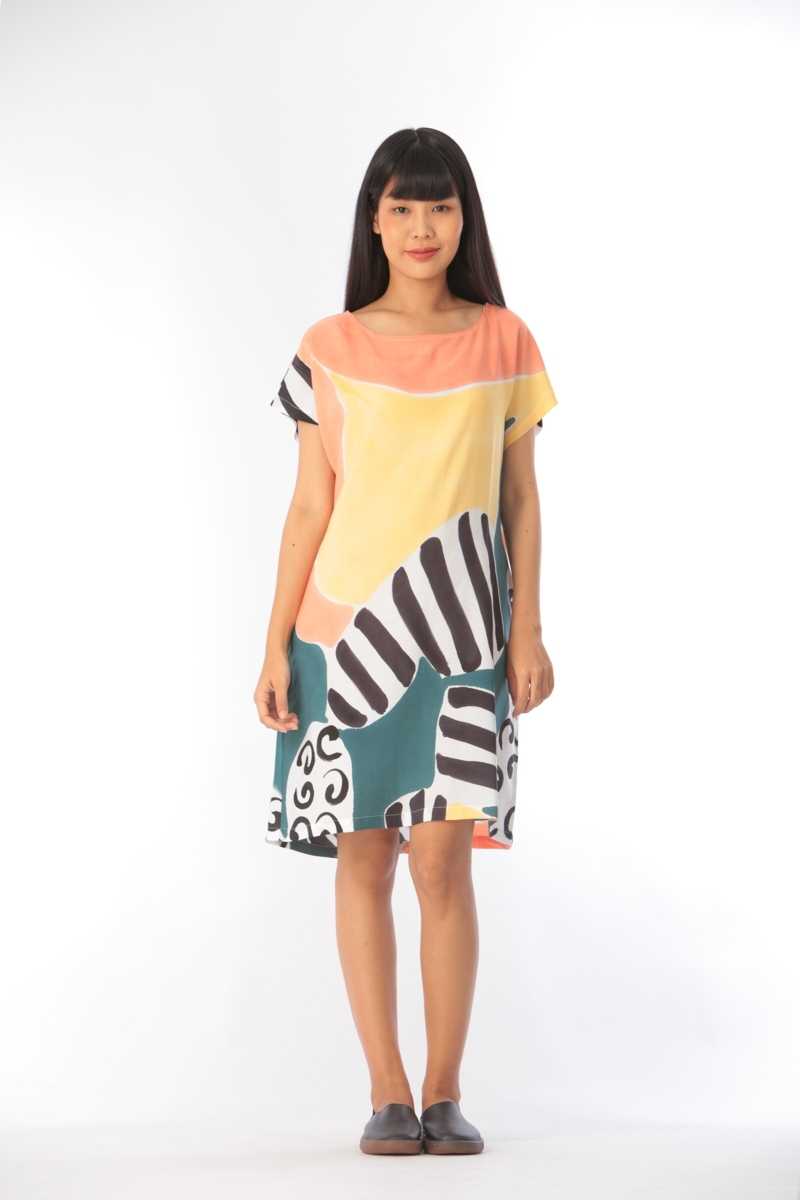 (Pre-order) Short Dress Cotton Rayon Hand Paint