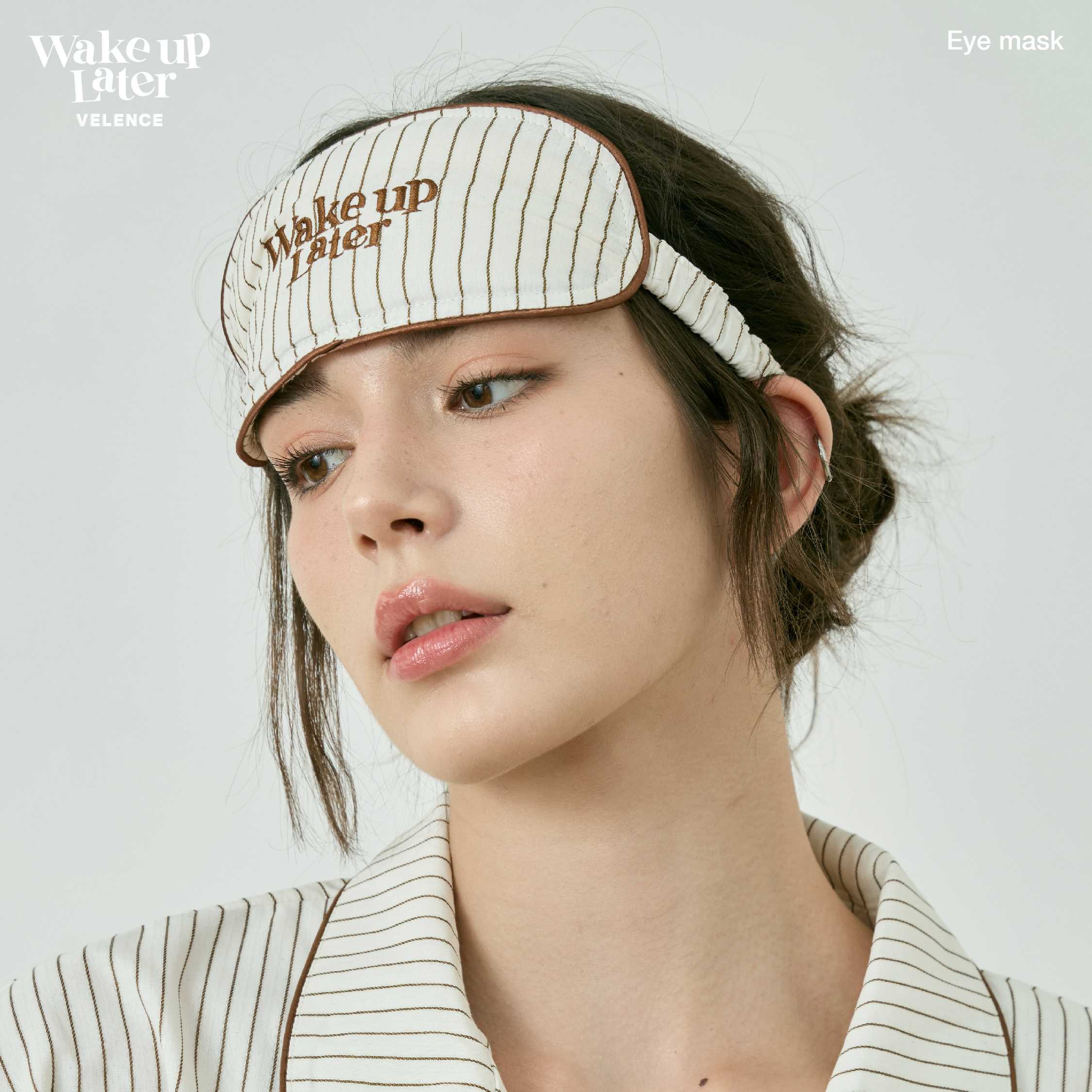 Beige Eye Mark 'Wake Up Later'