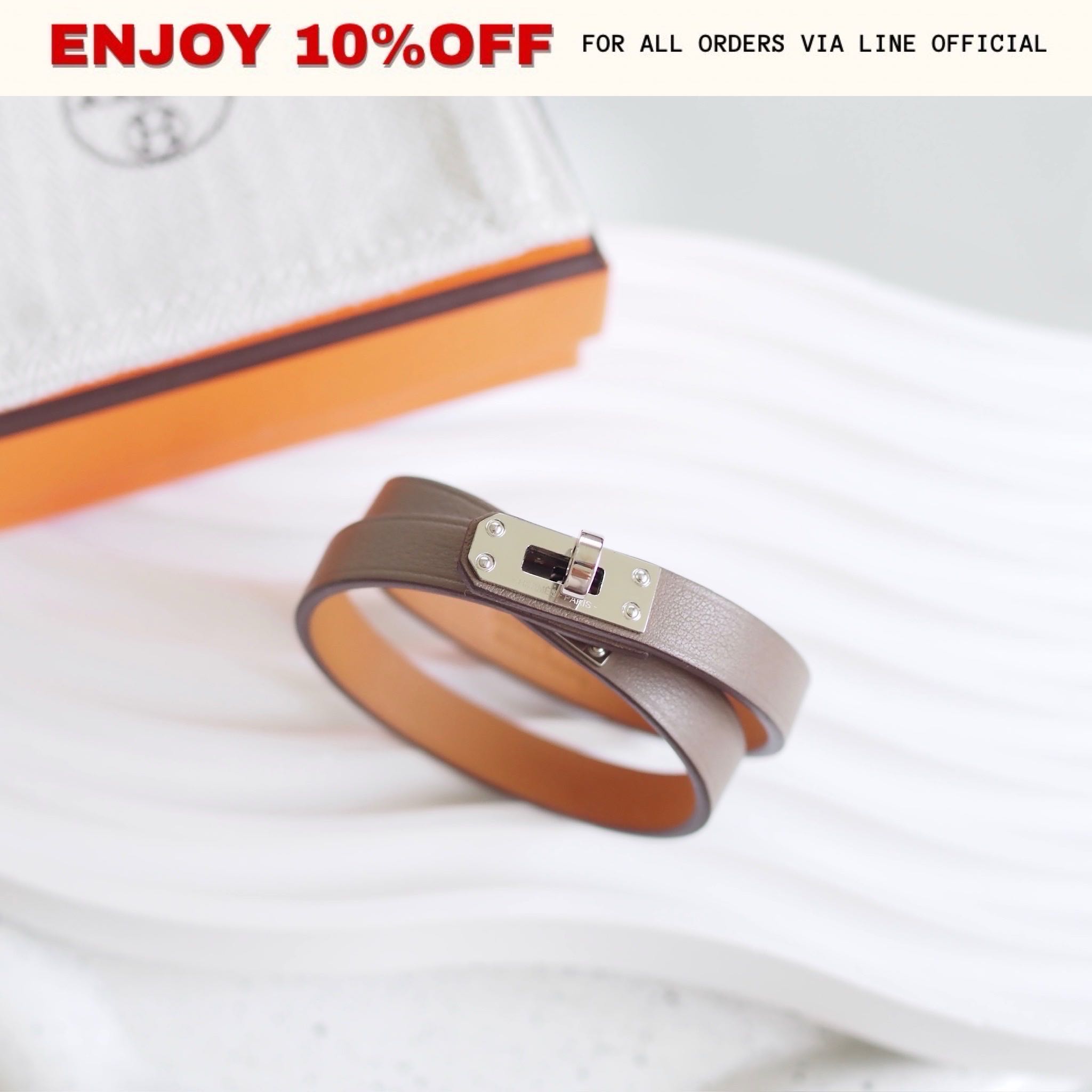 📍LIKE NEW! 📍HERMES Mini Kelly Double Tour Bracelet สี Etoupe PHW | ACC