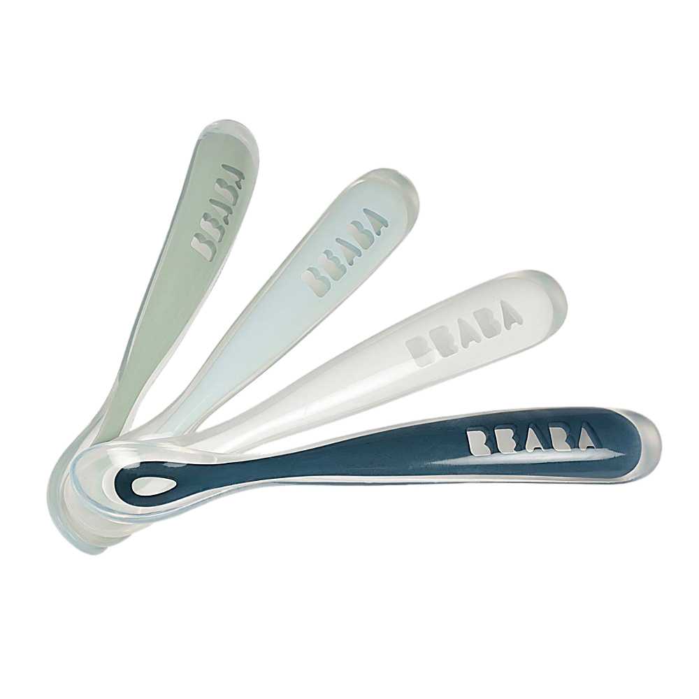 BEABA ชุดซิลิโคน Set of 4 Ergonomic 1st age Silicone Spoons RAINBOW(NEW)